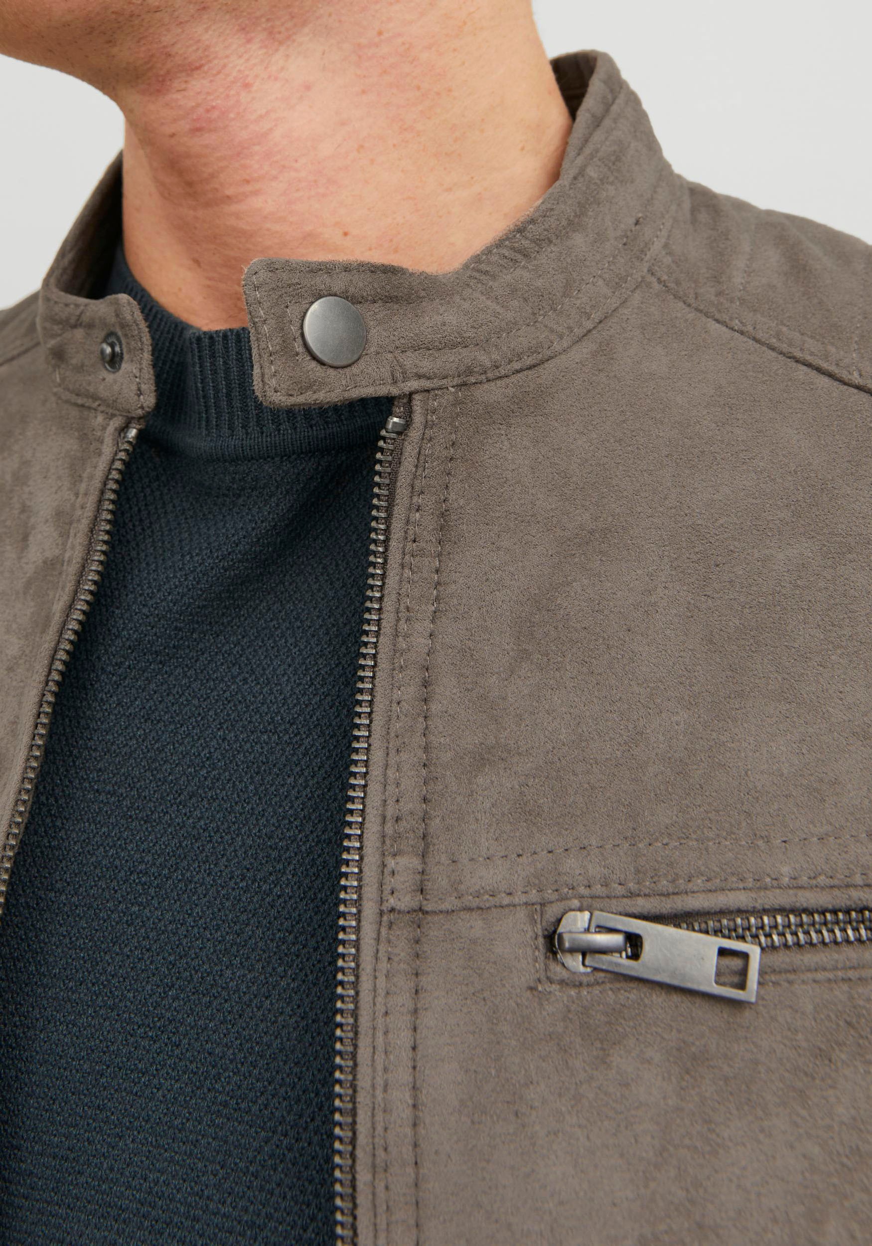 Thumbnail - Jack & Jones Lederimitatjacke "JJEROCKY in Kunstlederoptik mit Reißverschlusstaschen", unifarben, modisch, regular fit, ...
