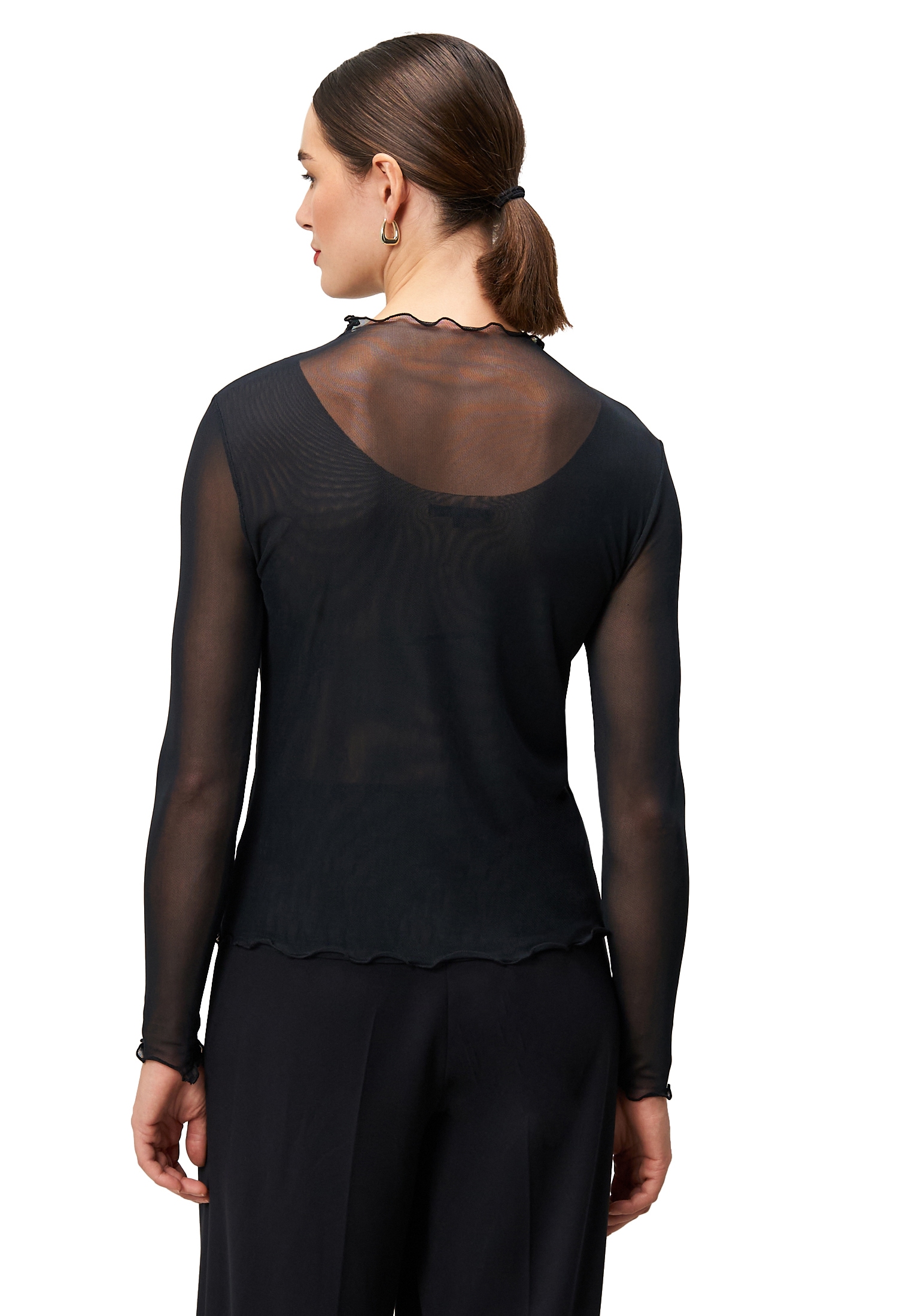 Zero Kurzarmshirt »Damen transparent« 1 Stk. Rüschen