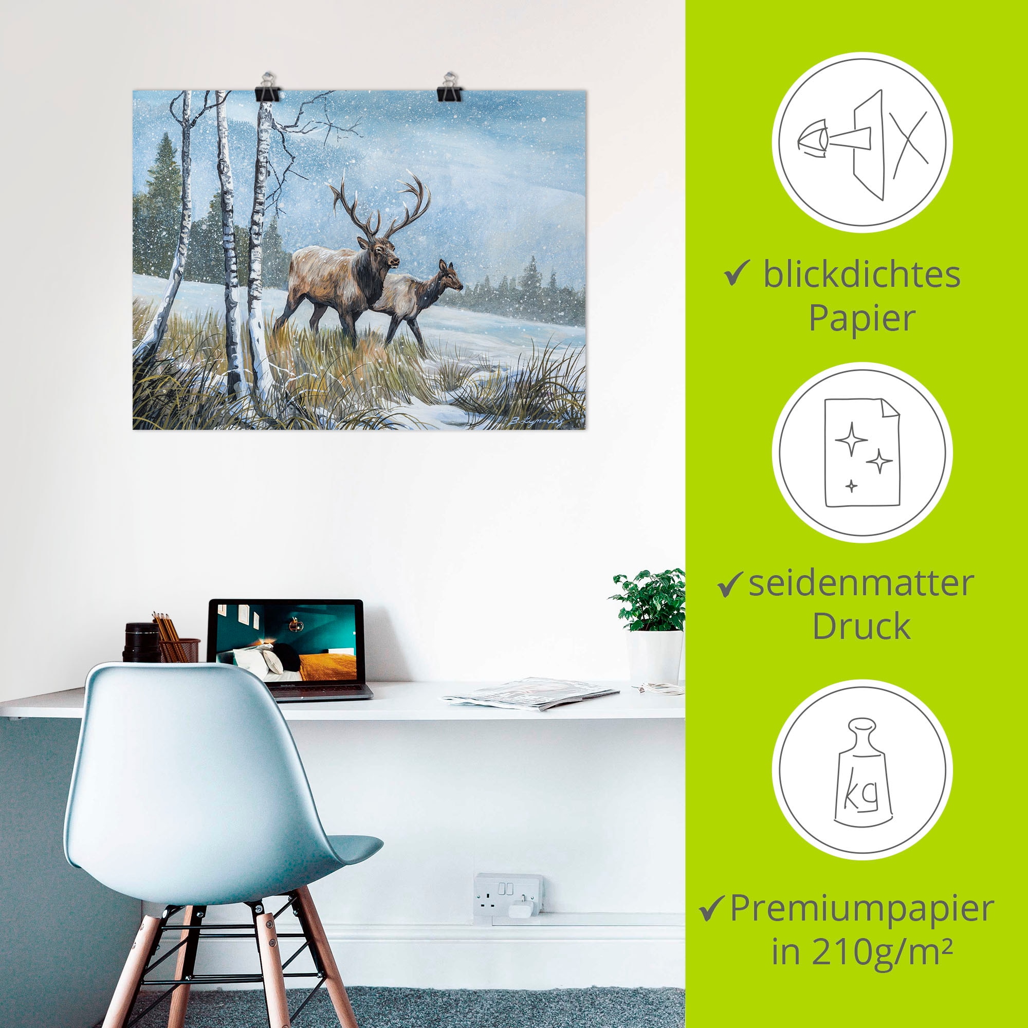 Artland Poster »Hirsch Reise IV«, Wildtiere, (1 St.), als Alubild, Leinwandbild, Wandaufkleber oder Poster in versch. Größen