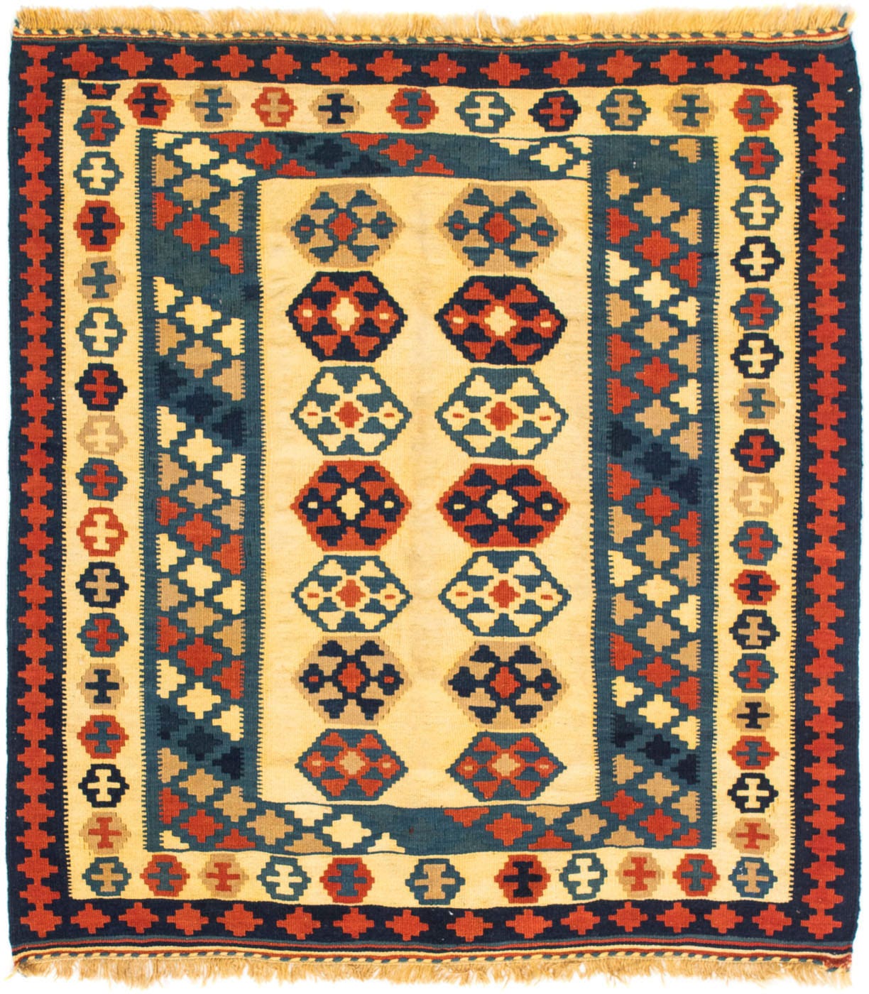 morgenland Wollteppich »Kelim - Oriental quadratisch - 105 x 97 cm - beige«, quadratisch, Wohnzimmer, Einzelstück