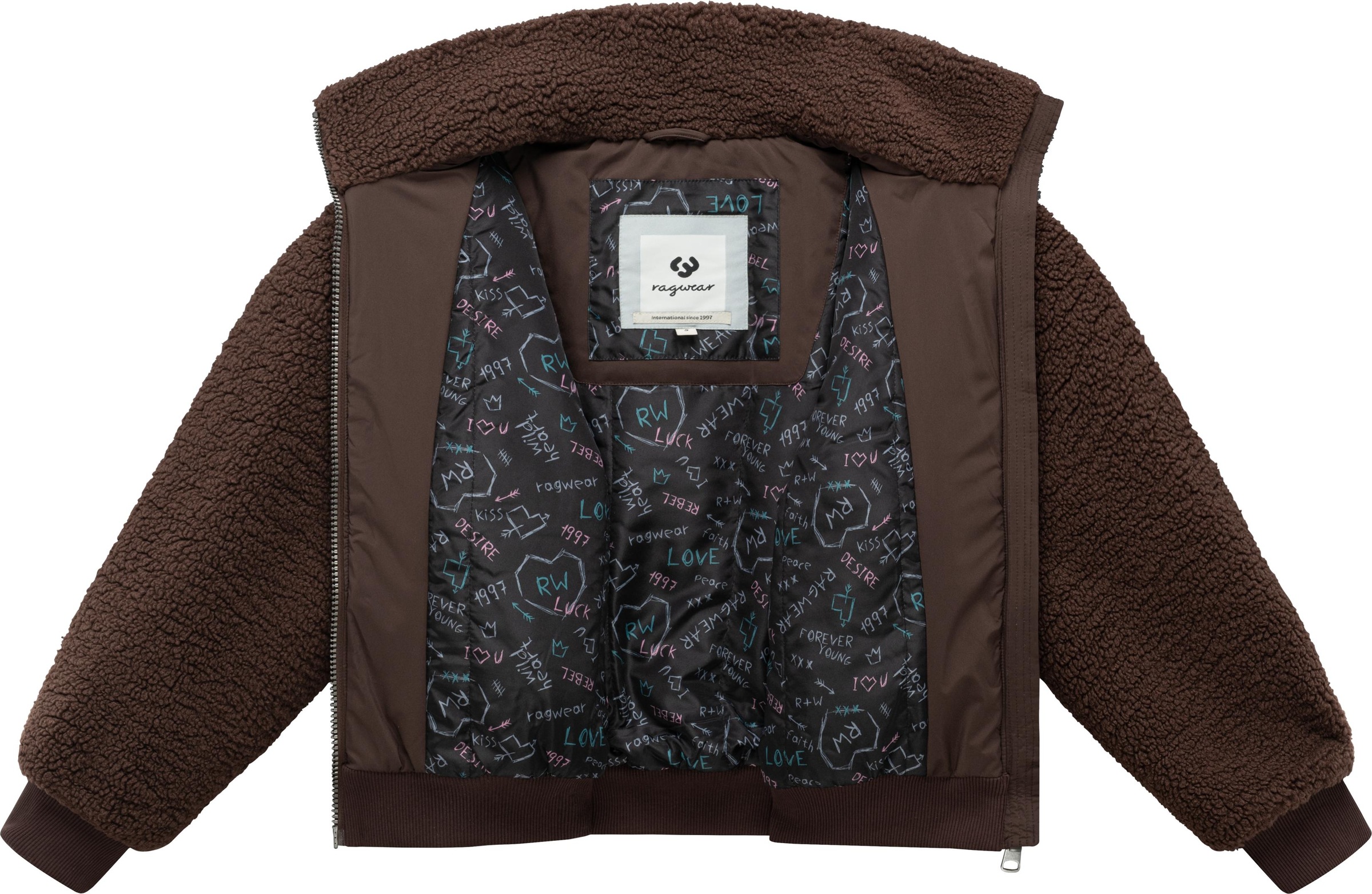 Ragwear Plüschjacke »Tillie Y« ohne Kapuze oversized Damen Teddyjacke mit Rippstrickbündchen