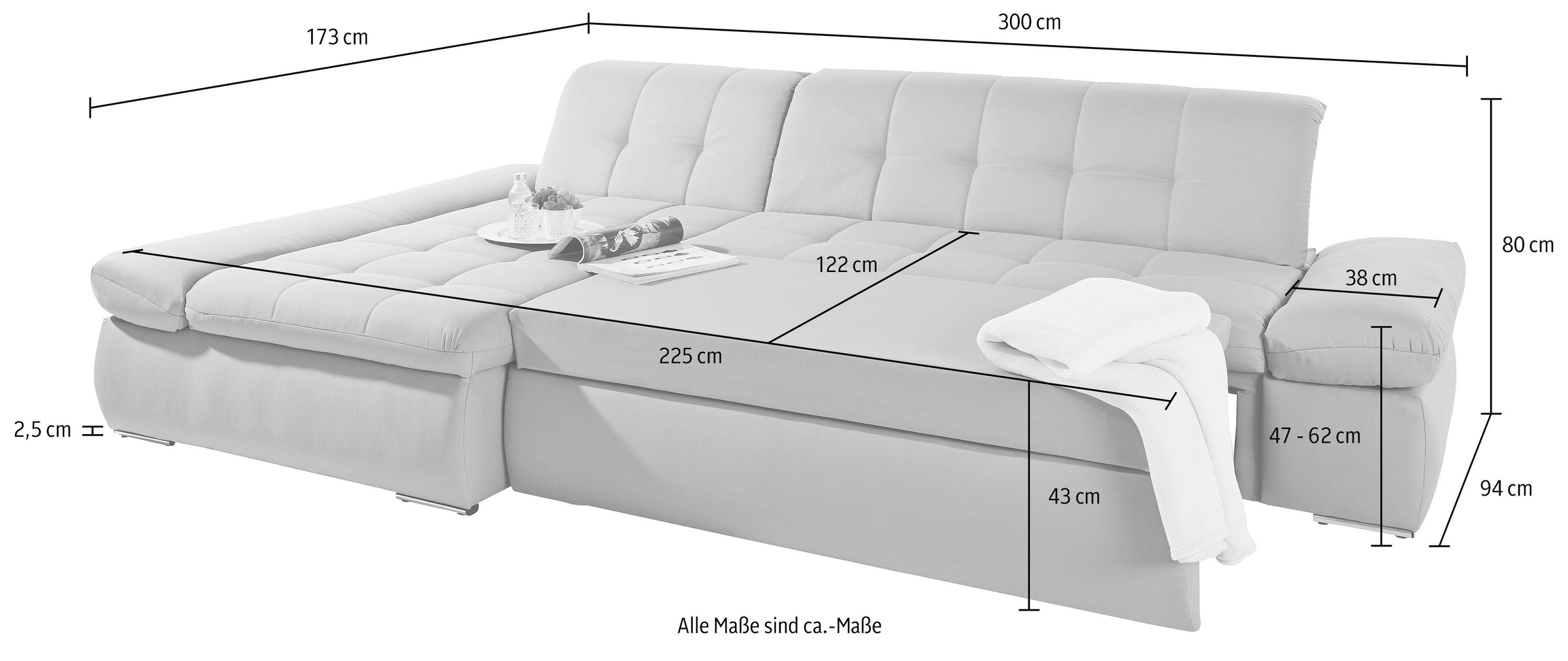 INOSIGN Ecksofa »L-Form«, wahlweise mit Armlehn- und Bettfunktion