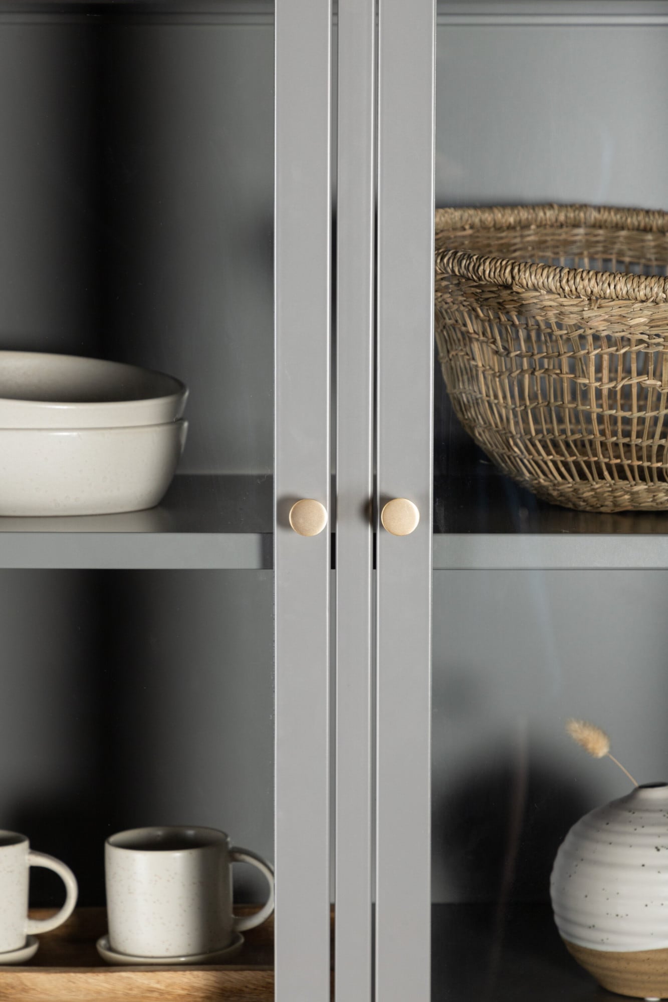 Venture Home Vitrine »Bakal, hoher Stauraumschrank aus Stahl, 4 Türen, Höhe 190 cm« Hochschrank, Pulverbeschichtung, Glastüren, Einlegeböden, kultiviert