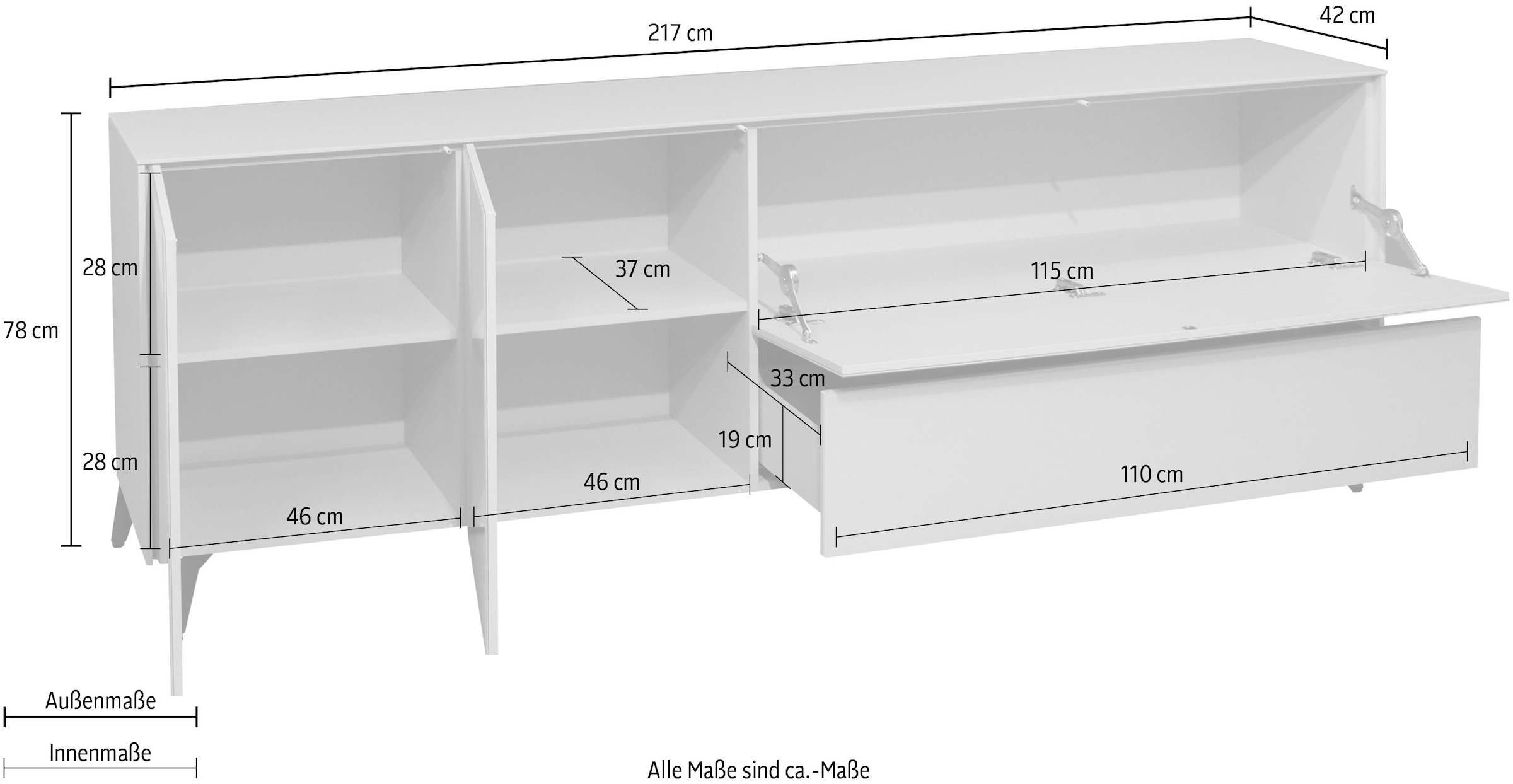 Mäusbacher Lowboard »Imola TOPSELLER!«, (OTTOs Choice), Mäusbacher Lowboard mit Glasfront und Glasoberplatte