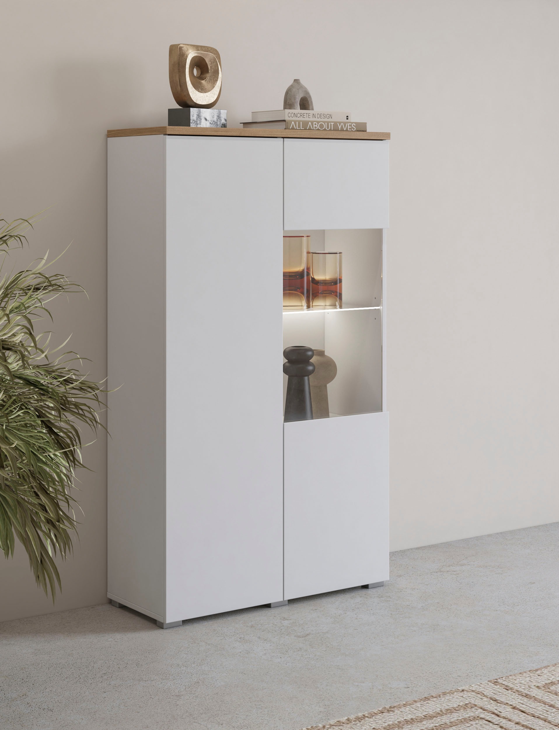 OTTO home Vitrine "Modo, Breite 80 cm, moderner griffloser Vitrineschrank" günstig online kaufen