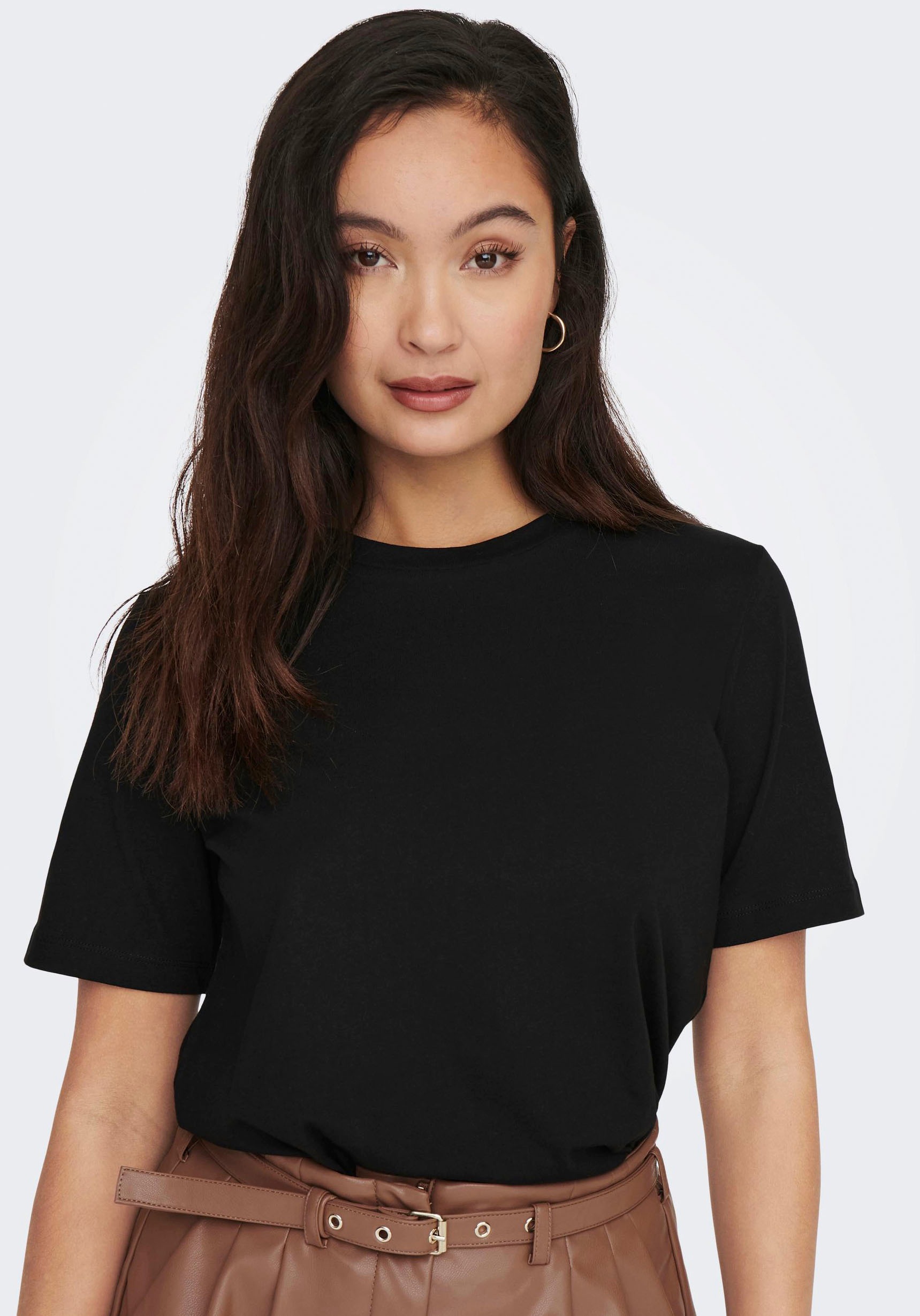 ONLY Kurzarmshirt "ONLONLY – T-Shirt mit Rundhals und klassischem Schnitt", günstig online kaufen