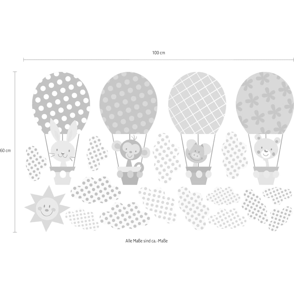 Wall-Art Wandtattoo »Muster Lustige Tiere im Heißluftballon«