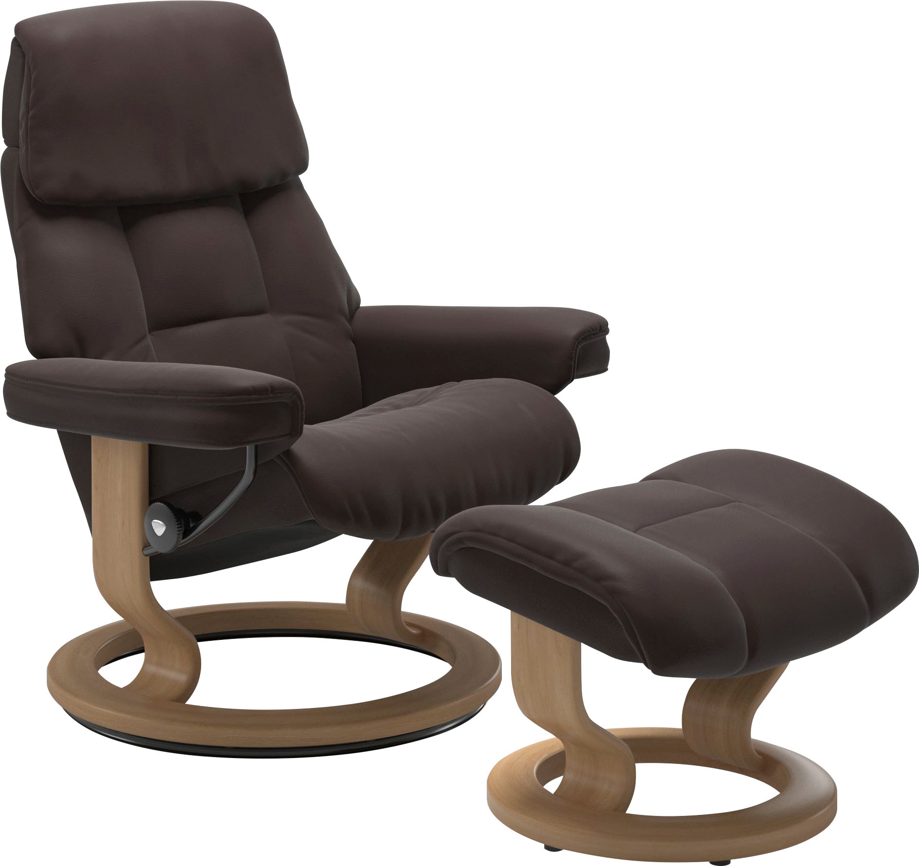 Stressless Relaxsessel "Ruby" mit Classic Base, Größe M, Gestell Eiche, Wenge, Braun & Schwarz