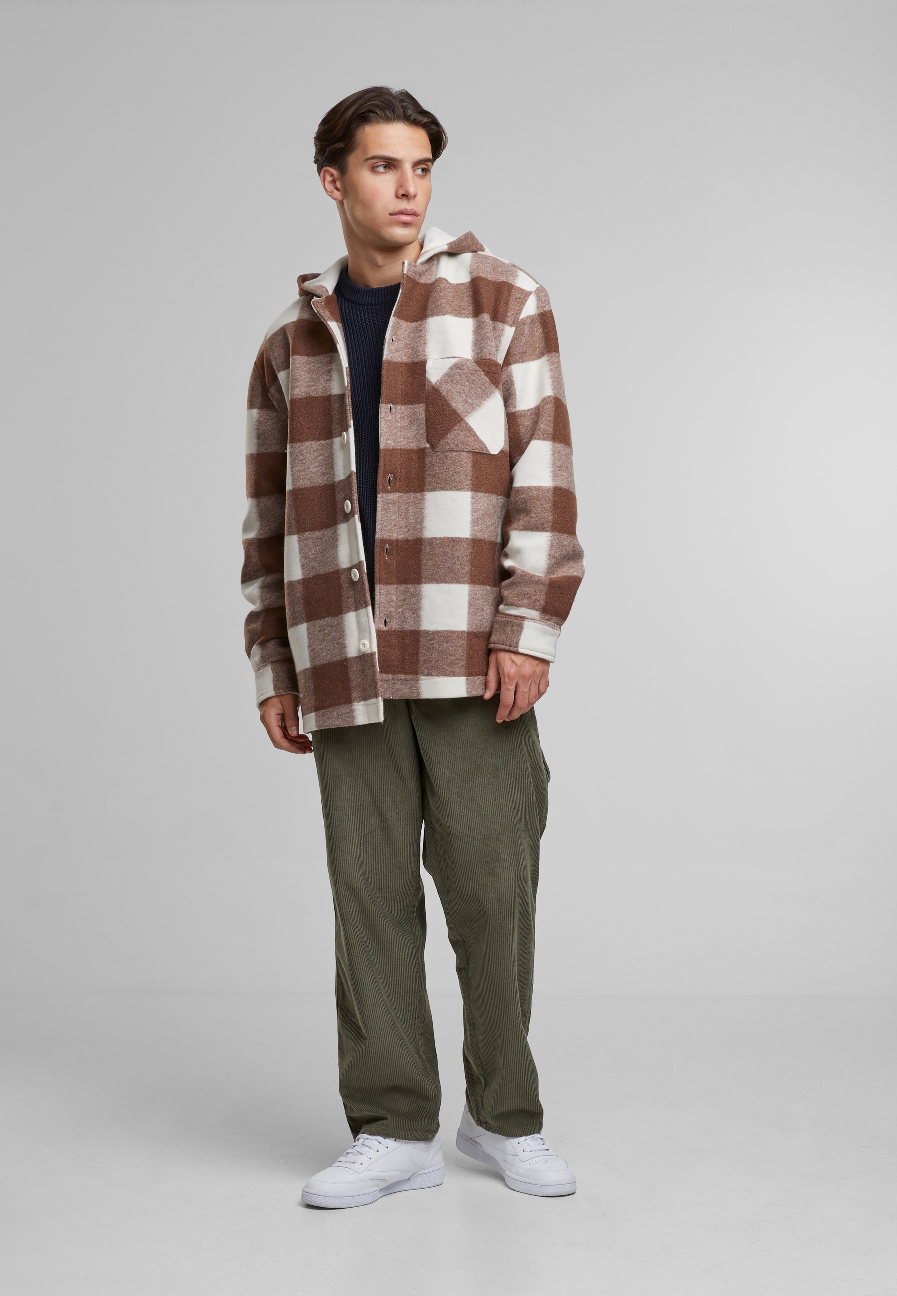 URBAN CLASSICS Allwetterjacke »Urban Classics Big Check Jacket With Hood« 1 Stk. tlg. mit Kapuze