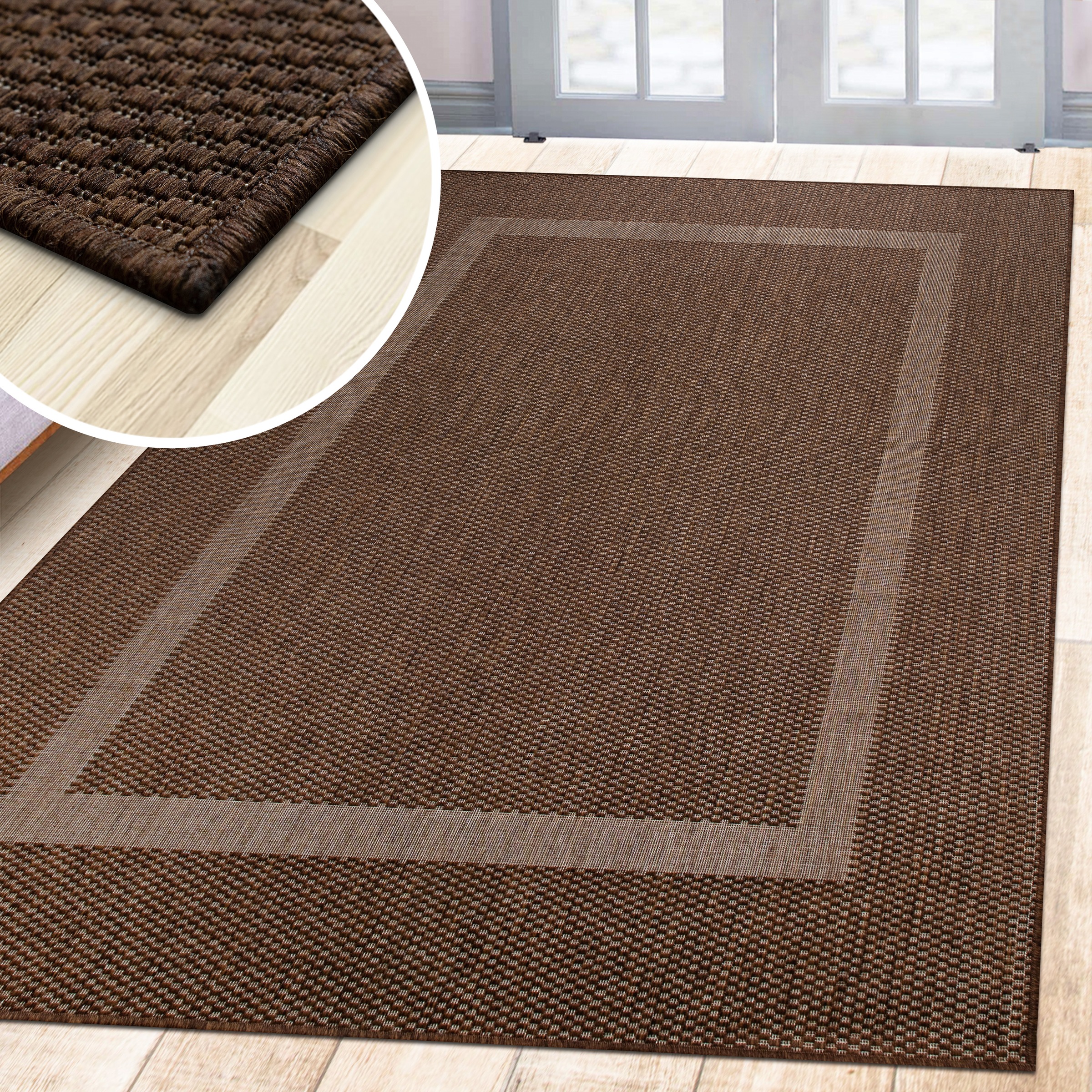 my home Teppich »Venedig Bordüre auch als Läufer erhältlich«, rechteckig, 3 mm Höhe, In- und Outdoor geeignet, Sisal-Optik, Wetterfest & UV-beständig
