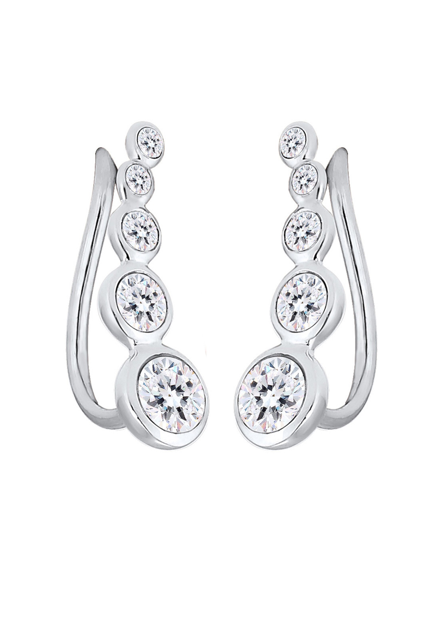 Paar Ohrstecker ELLI "Ohrklemme Earclimber, mit Kristallen von Swarovski", silber, Ohrringe, Damen, onesize,mit Steinen, Silber 925 (Sterlingsilber) 2