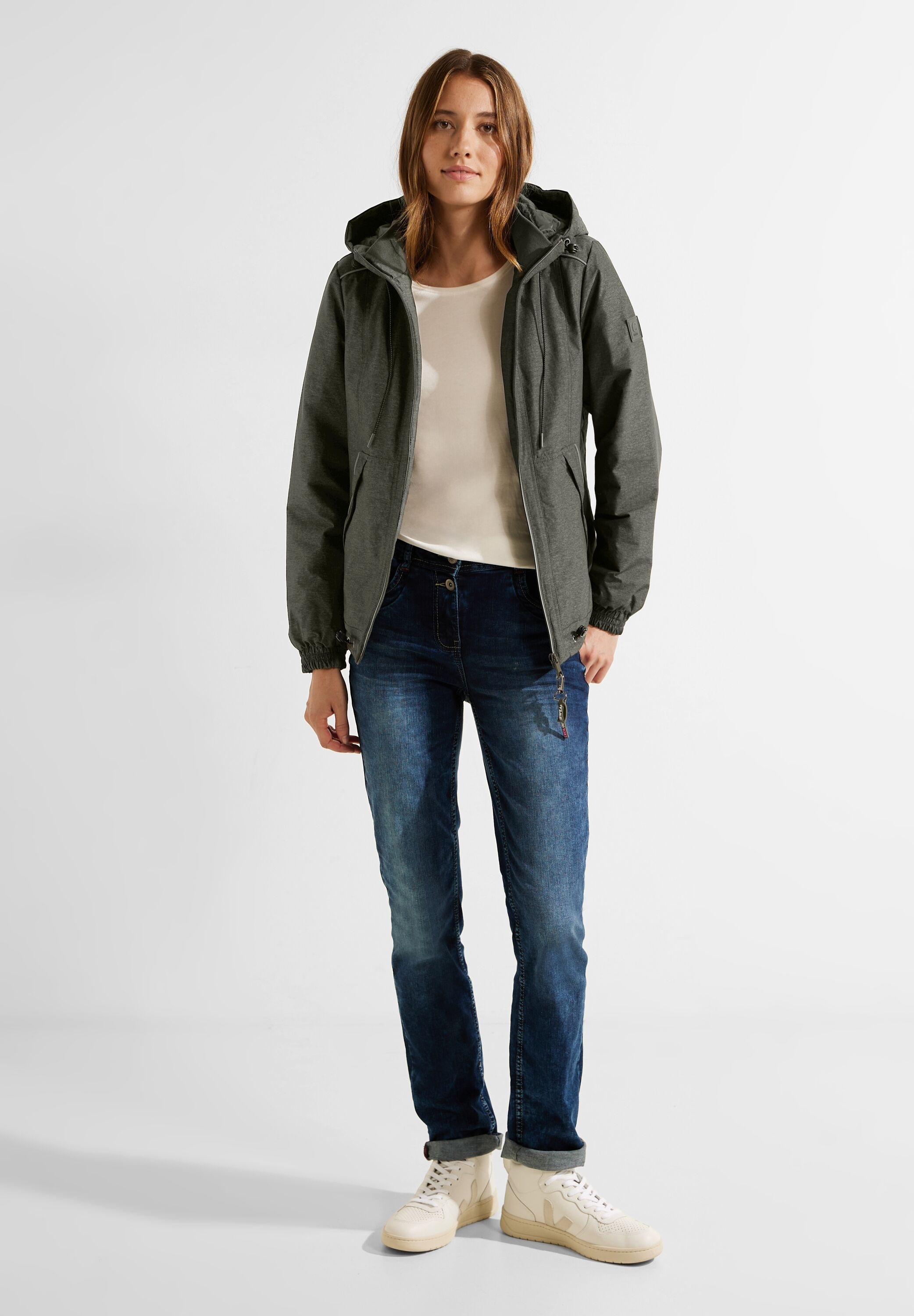 Cecil Windbreaker, mit Kapuze, in Melange Optik
