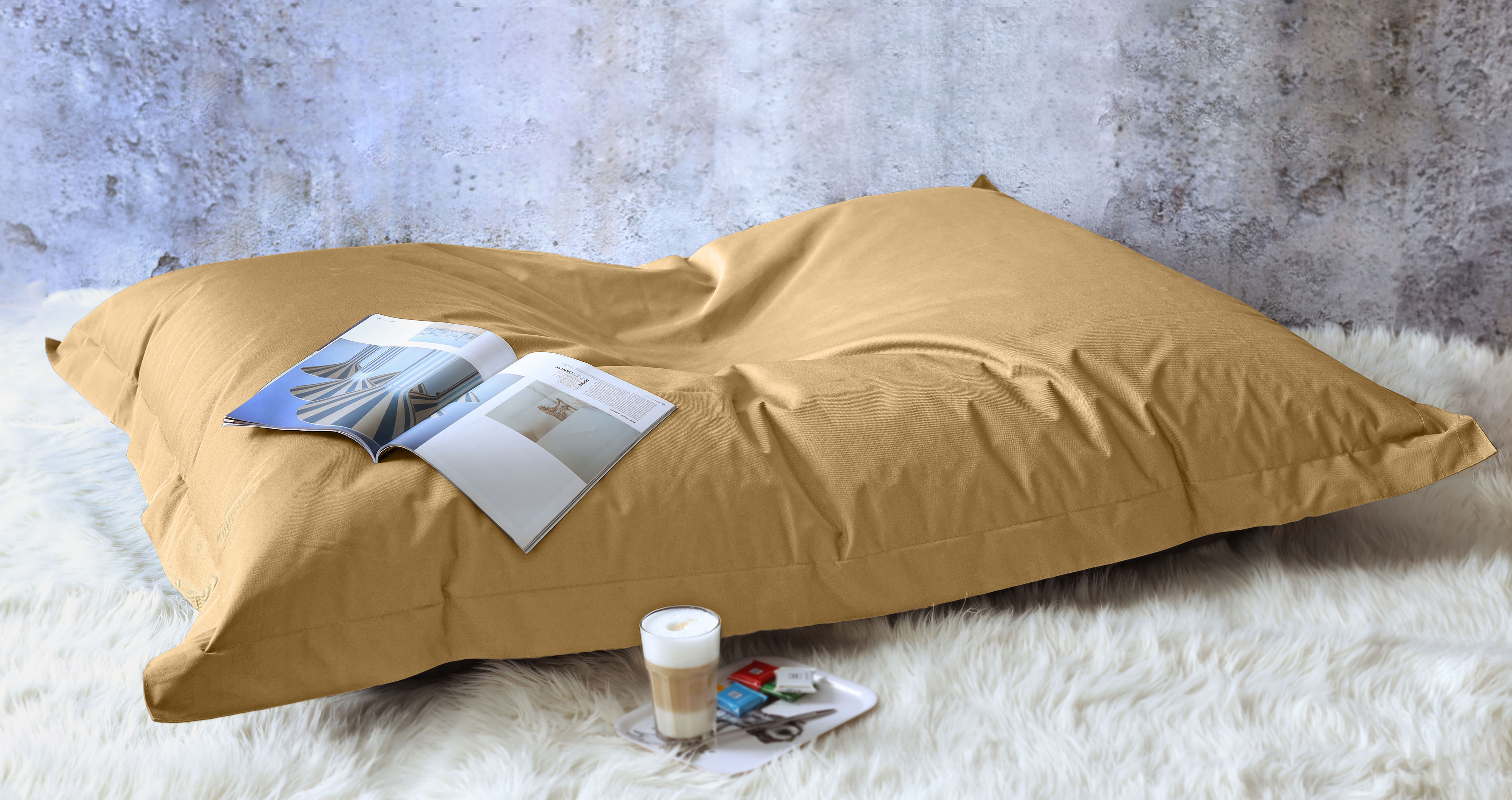 Sitzsack KINZLER, B:140cm H:20cm T:180cm, braun, Polyester, Kinderzimmer, Sitzsäcke, "XXL Outdoorfähig", Uni Farben, Outdoor geeignet, ideal im