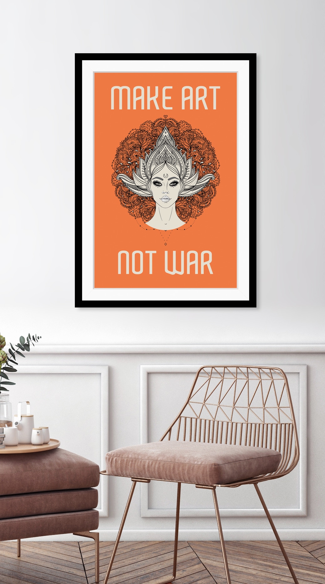 queence Bild »MAKE ART NOT WAR«, HD Premium Poster-Druck inkl. Holzrahmen