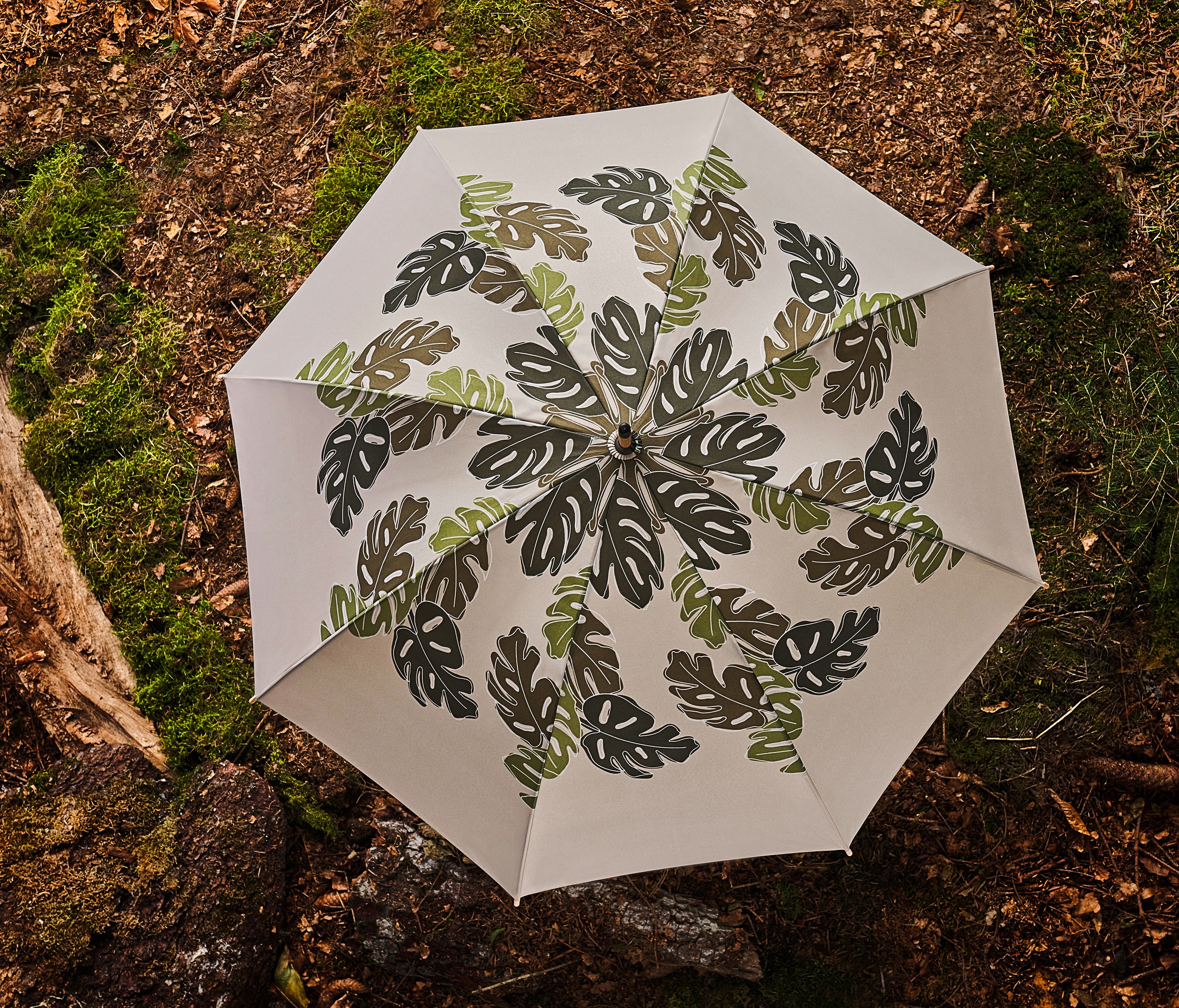 Wald aus kaufen beige«, Material doppler® mit Mini, schützt recyceltem FSC®- weltweit choice BAUR | Griff Taschenregenschirm aus - »nature