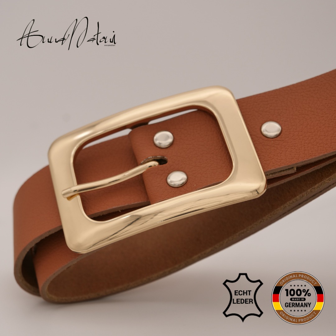 Ledergürtel ANNAMATONI "AnnaMatoni Ledergürtel Flora Ledergürtel Flora", Damen, Gr. TW90 - 105cm Gesamtlänge, braun (cognac 640), 100% Leder, Gürtel Ledergürtel 2