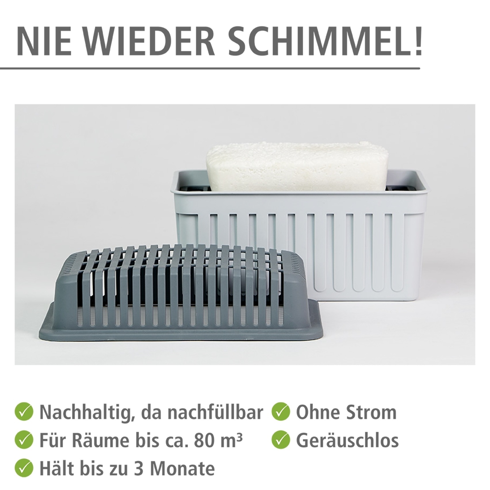WENKO Luftentfeuchter »Grau 1 KG« für 80 m³ Räume