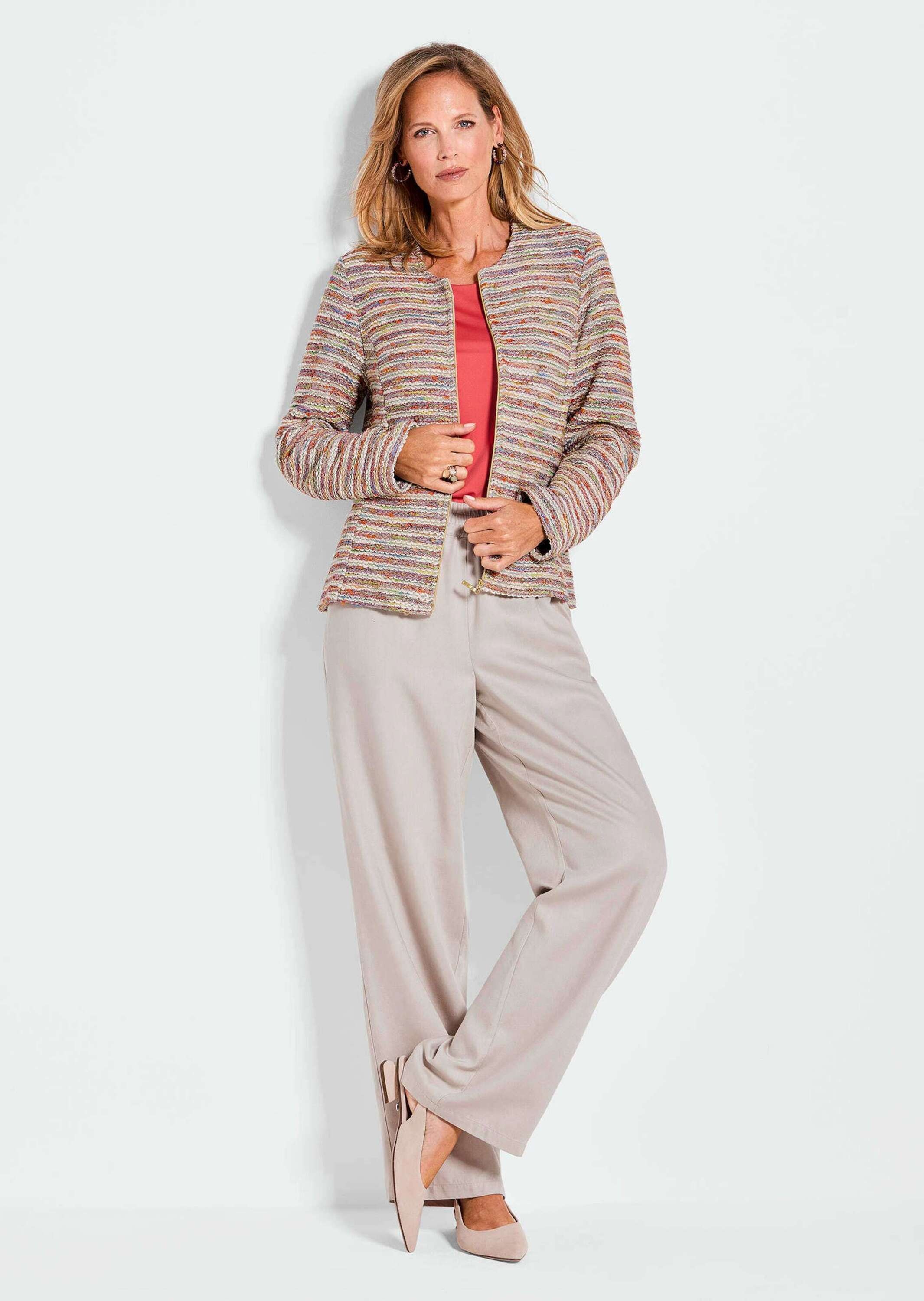 GOLDNER Kurzjacke »Kurzgröße Elegante Bouclé-Jacke mit Multicolor-Design«