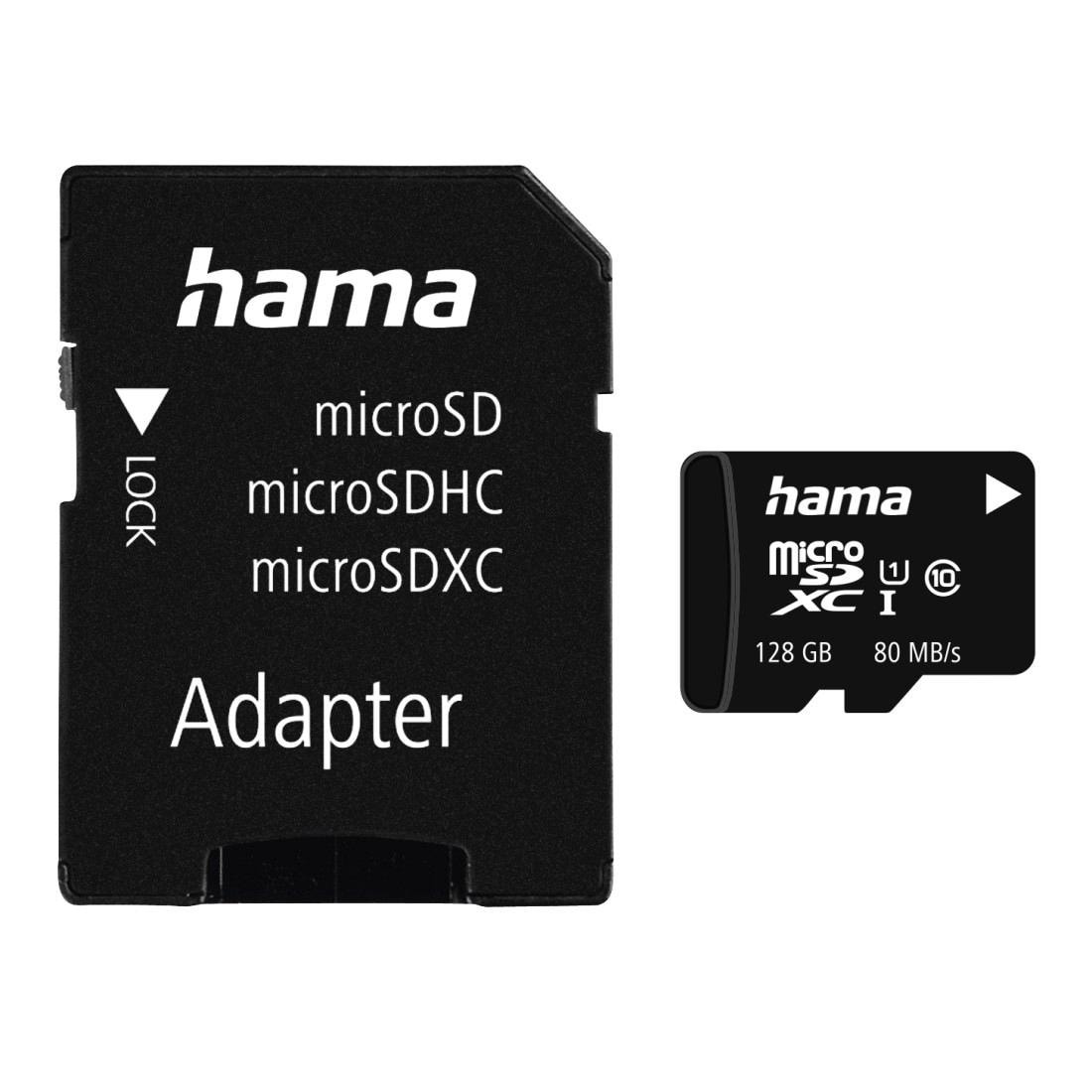 Hama Speicherkarte »microSD Karte, Memory Fast, + Adapter/Foto, Class 10 UHS-I 80MB/s«, (UHS-I Class 10 80 MB/s Lesegeschwindigkeit)