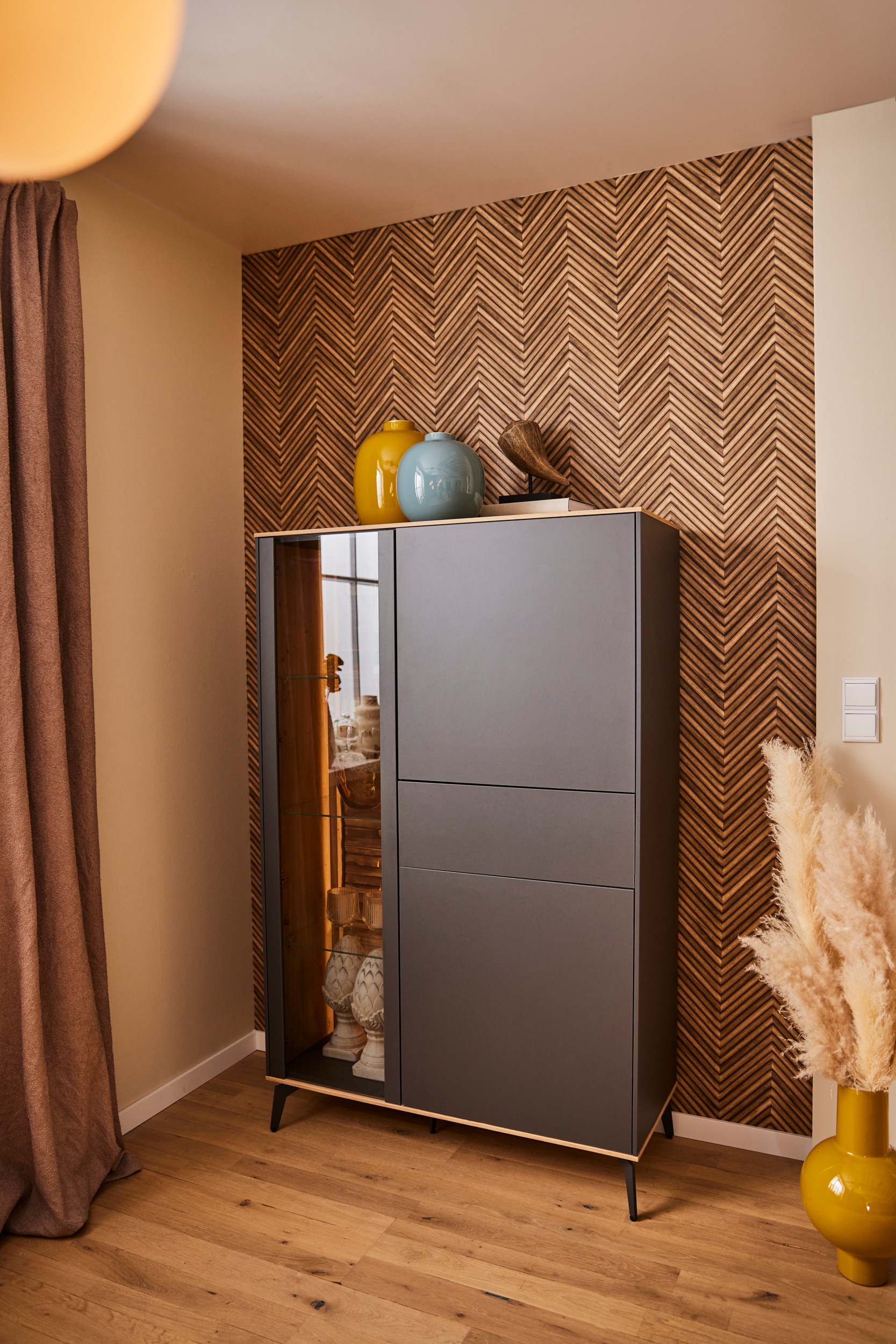Mäusbacher Highboard, Faro Highboard B 101 cm, inkl. Beleuchtung, Push to open, Metallfüße