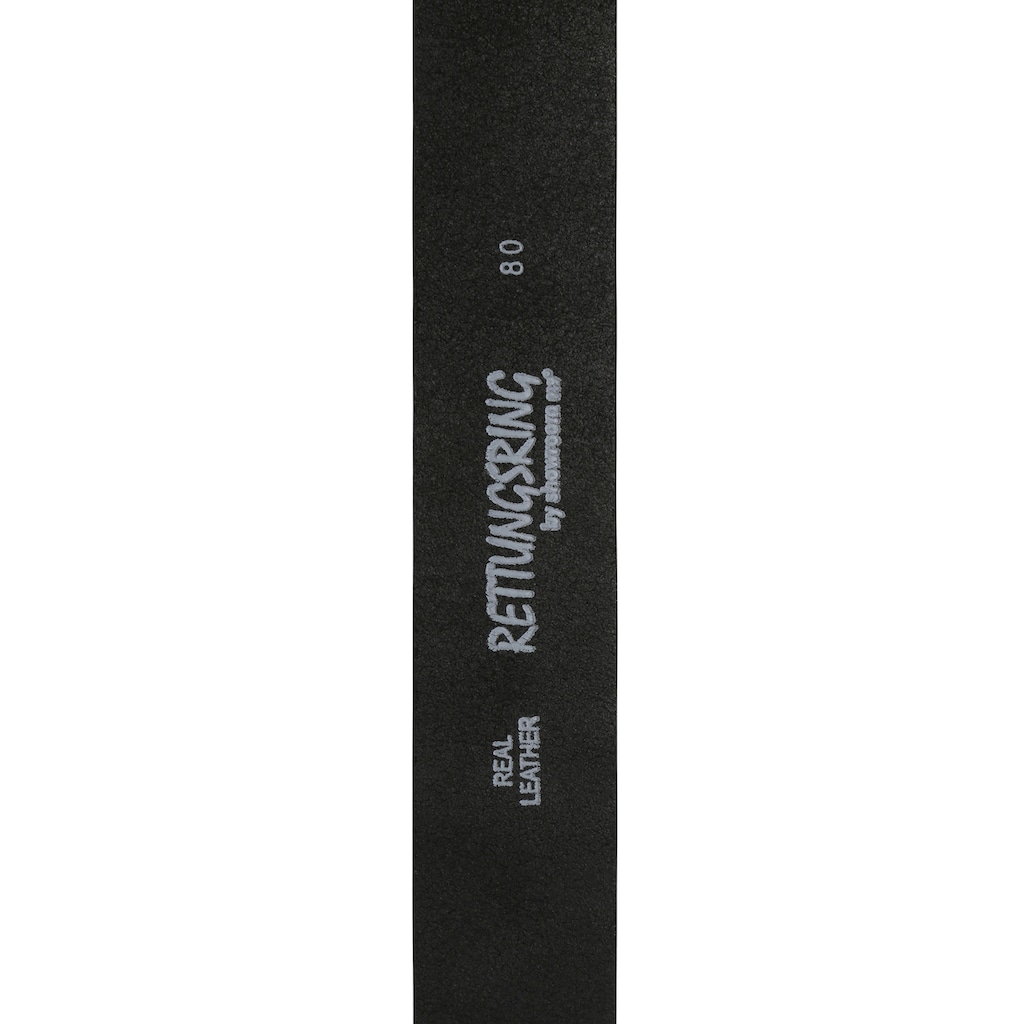 RETTUNGSRING by showroom 019° Ledergürtel, »Wasserbüffel Schwarz«, mit austauschbarer Schließe »Seegras Rechteck«