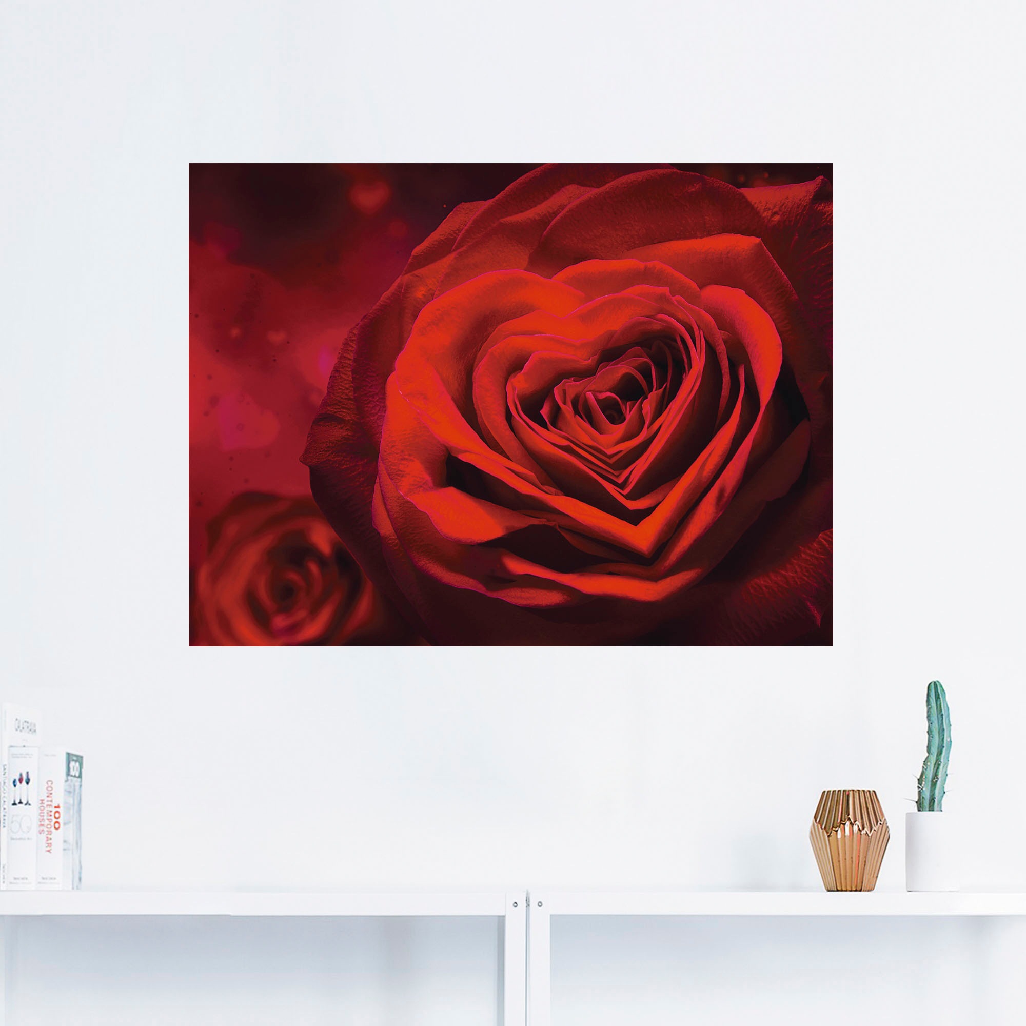 Artland Wandbild "Valentinseinladung mit Herzen und Rosen", Blumen, (1 St.) günstig online kaufen