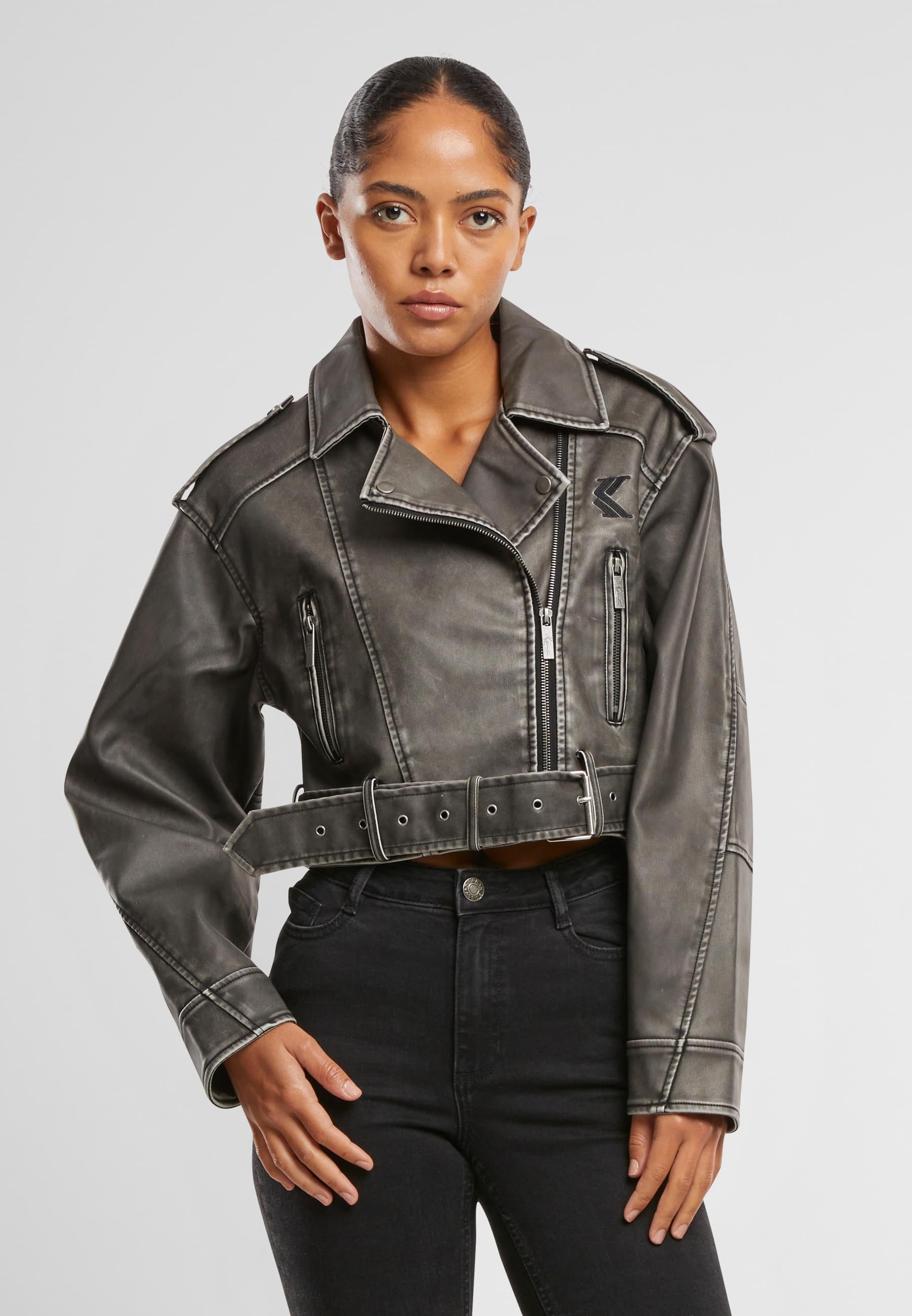 Karl Kani Winterjacke »Karl Kani Karl Kani OG Short OS Pu Biker Jacket«, (1 St.), ohne Kapuze