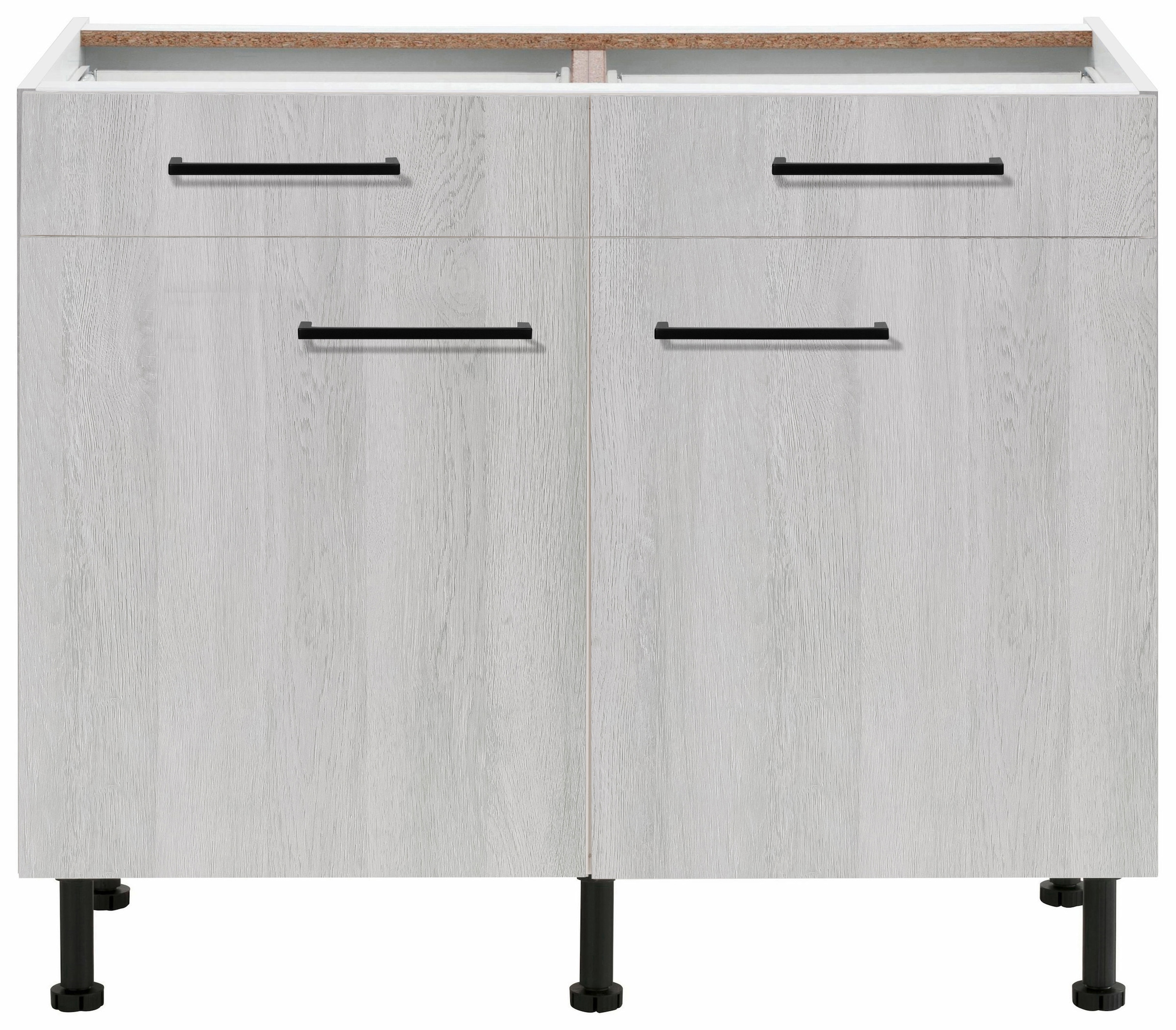 wiho Küchen Unterschrank »Nisos«, 100 cm breit, Soft-Close in Schubladen, verstellbare Füße, ohne Platte