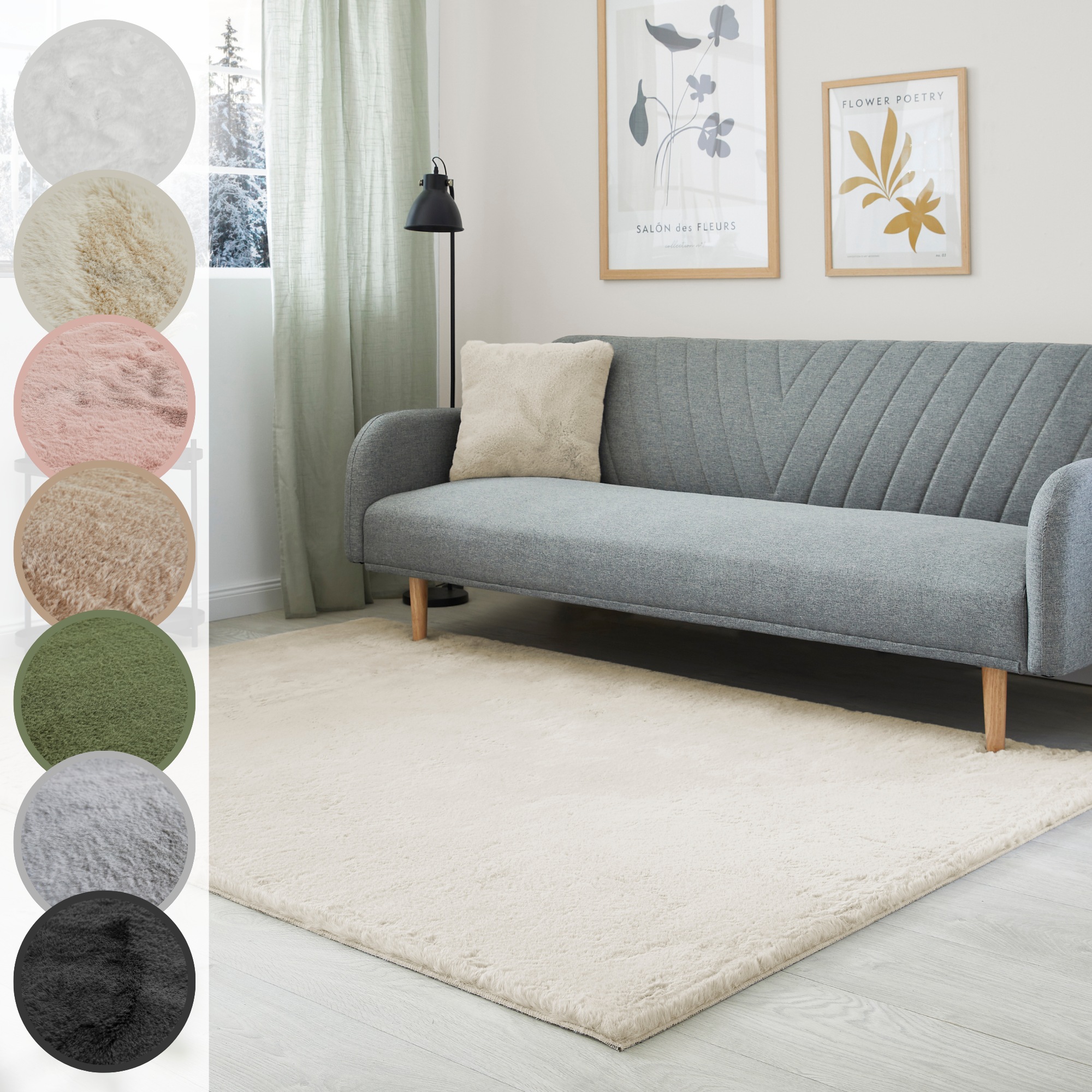 Fellteppich LUXOR LIVING "Novara", beige (creme), B:80cm H:30mm L:150cm, Kunstfaser, Teppiche, Fellteppich, Kunstfell, Kaninchenfell-Haptik, besonders weicher Hochflor