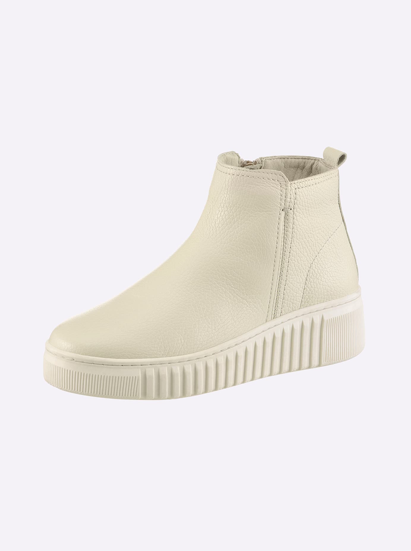 Stiefelette HEINE, Damen, Gr. 39, creme, Glattleder, Leder, Rindsleder, Schuhe Stiefelette