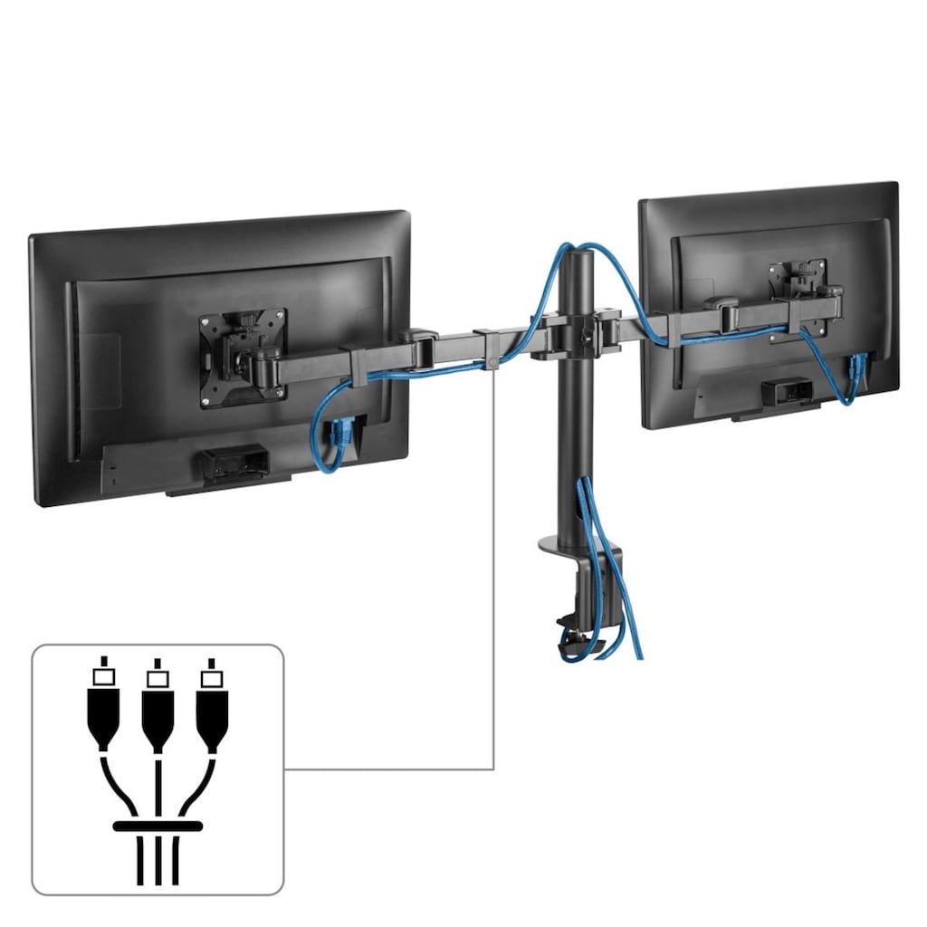 Hama Monitor-Halterung »Bildschirmhalterung, 2 Monitore, Doppelarm Schwarz«, bis 89 cm Zoll