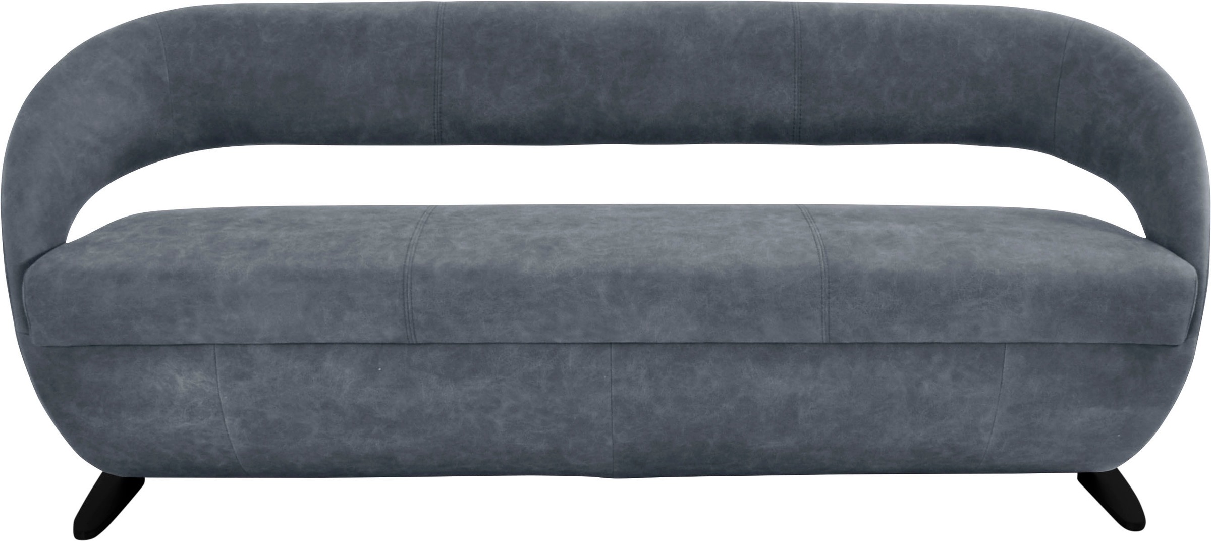 Polsterbank K+W KOMFORT & WOHNEN "Wave", blau, B:204cm H:83cm T:68cm, 785: Microfaser, 100% Polyester, Sitzbänke, Polsterbank, in geschwungener Optik mit Metallkufe in schwarz Struktur 2