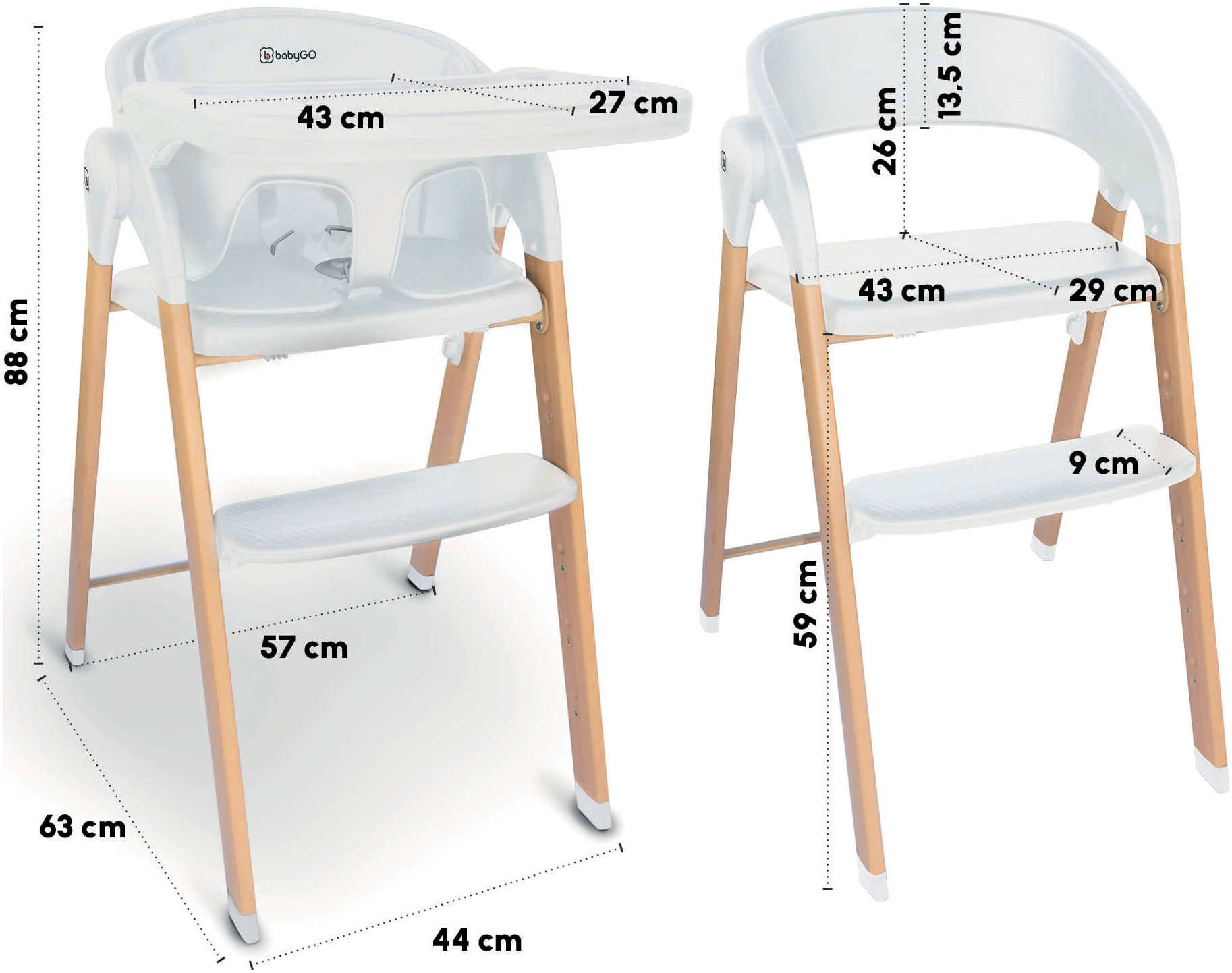BabyGo Kombihochstuhl »Levels«, inklusive Wippe