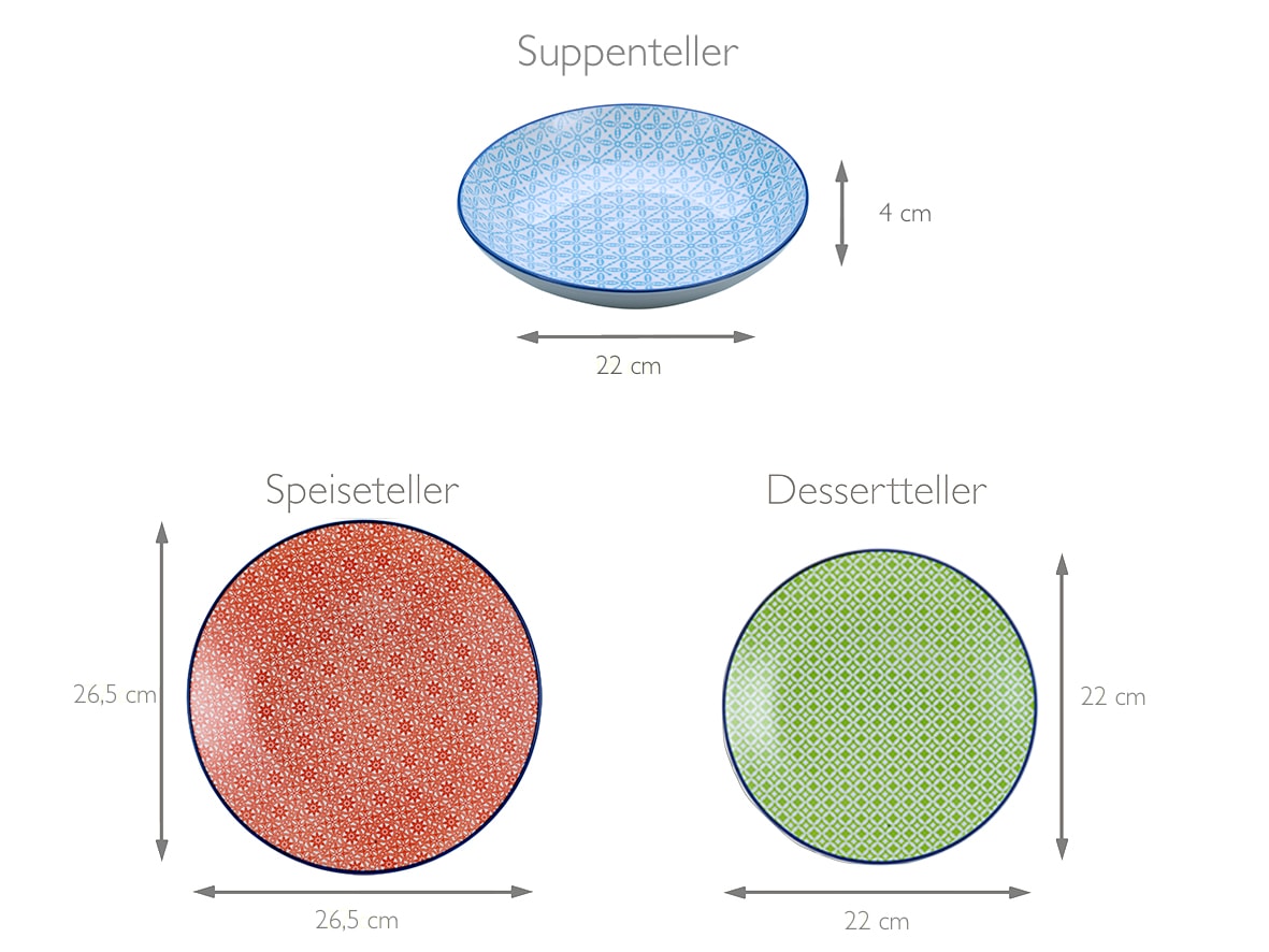 CreaTable Teller-Set »Mediterran«, (Set, 12 tlg.), traditionelle, keramische Motive