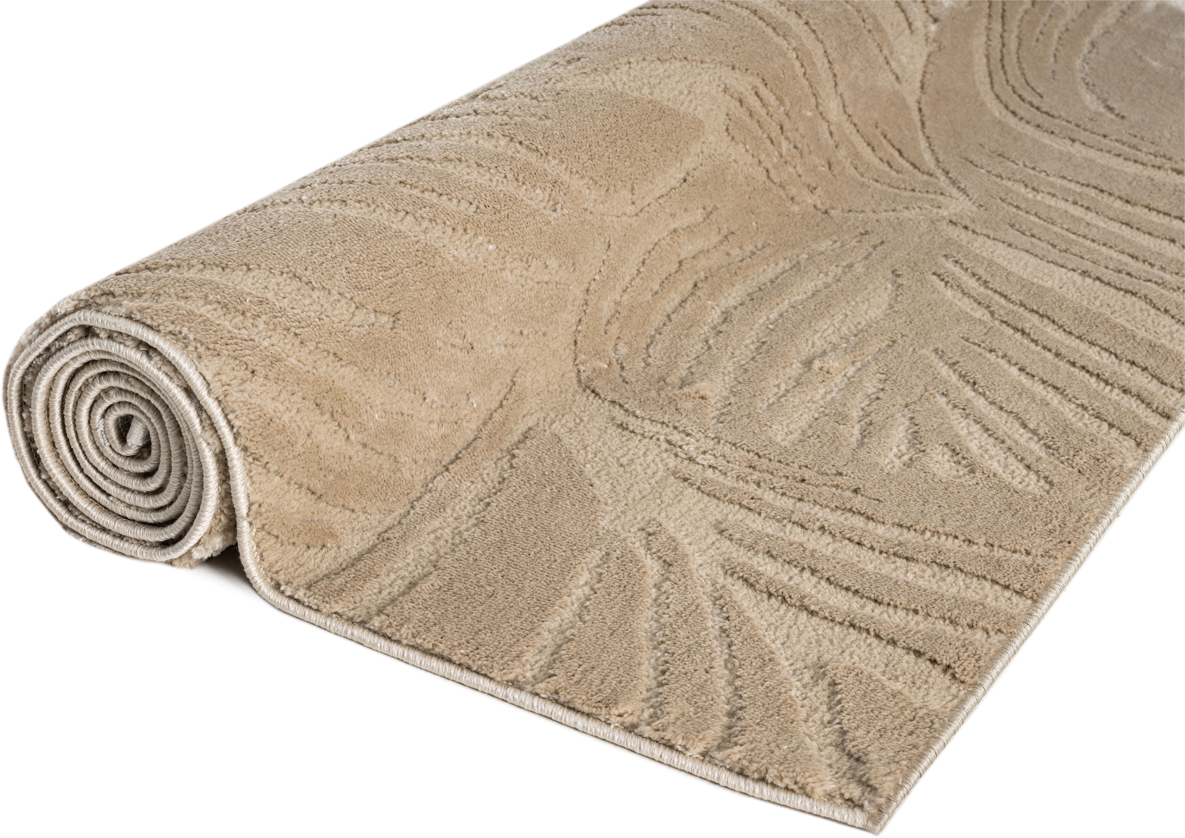 OTTO home Teppich »Samia, Hoch-Tief-Struktur«, rechteckig, 19 mm Höhe, leichter Glanz, Floral, Blätter, Modern, Wohnzimmer, Schlafzimmer