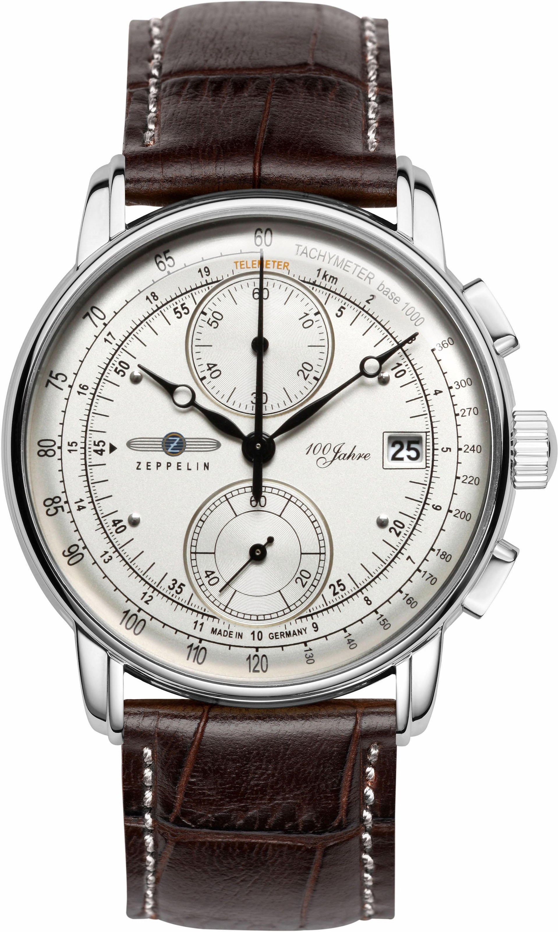 ZEPPELIN Chronograph »100 Jahre Zeppelin, 86701«, Armbanduhr, Quarzuhr, Herrenuhr, Datum, Stoppfunktion, Made in Germany