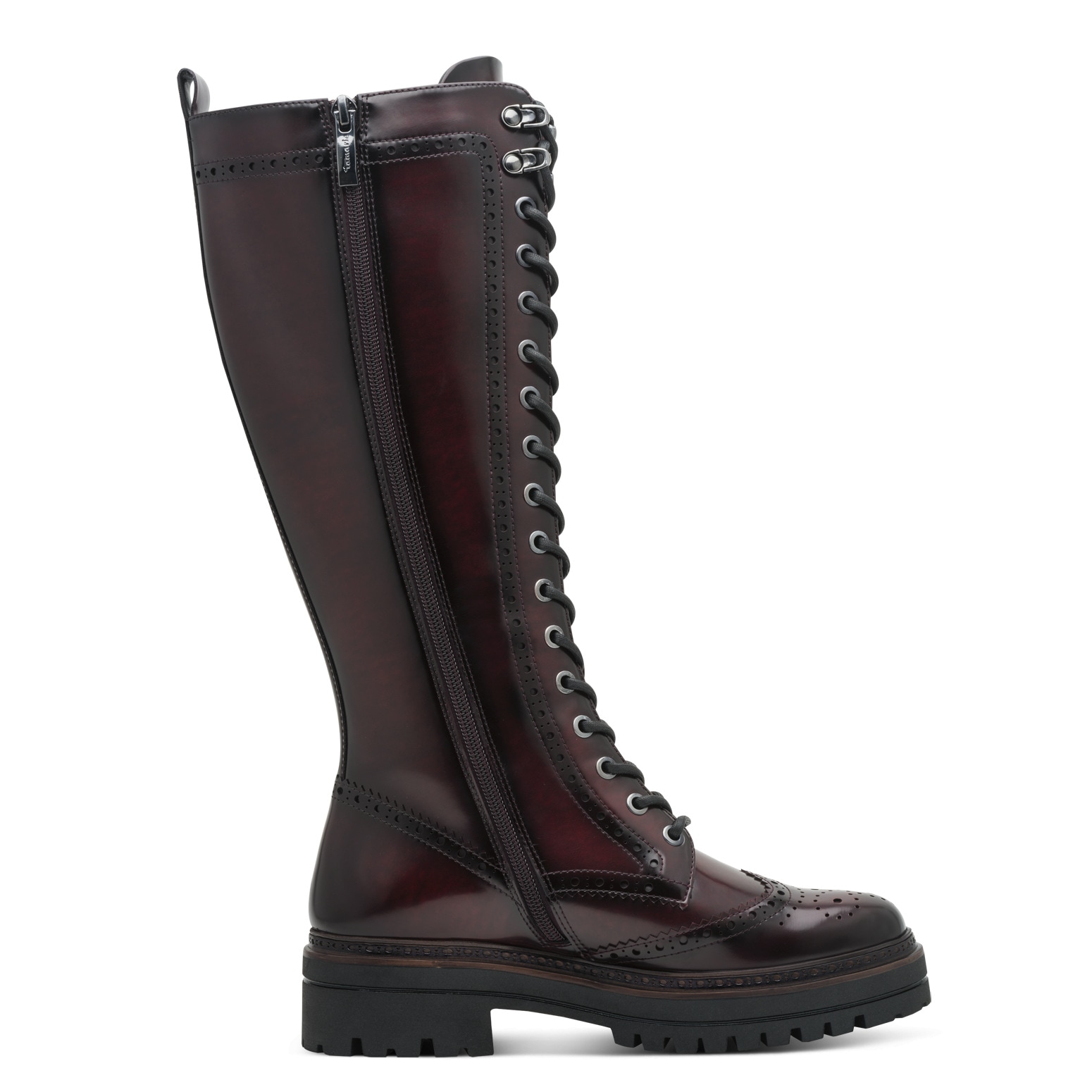 Tamaris Schnürstiefel  , Blockabsatz, Langschaftstiefel mit trendiger Lyrolochung