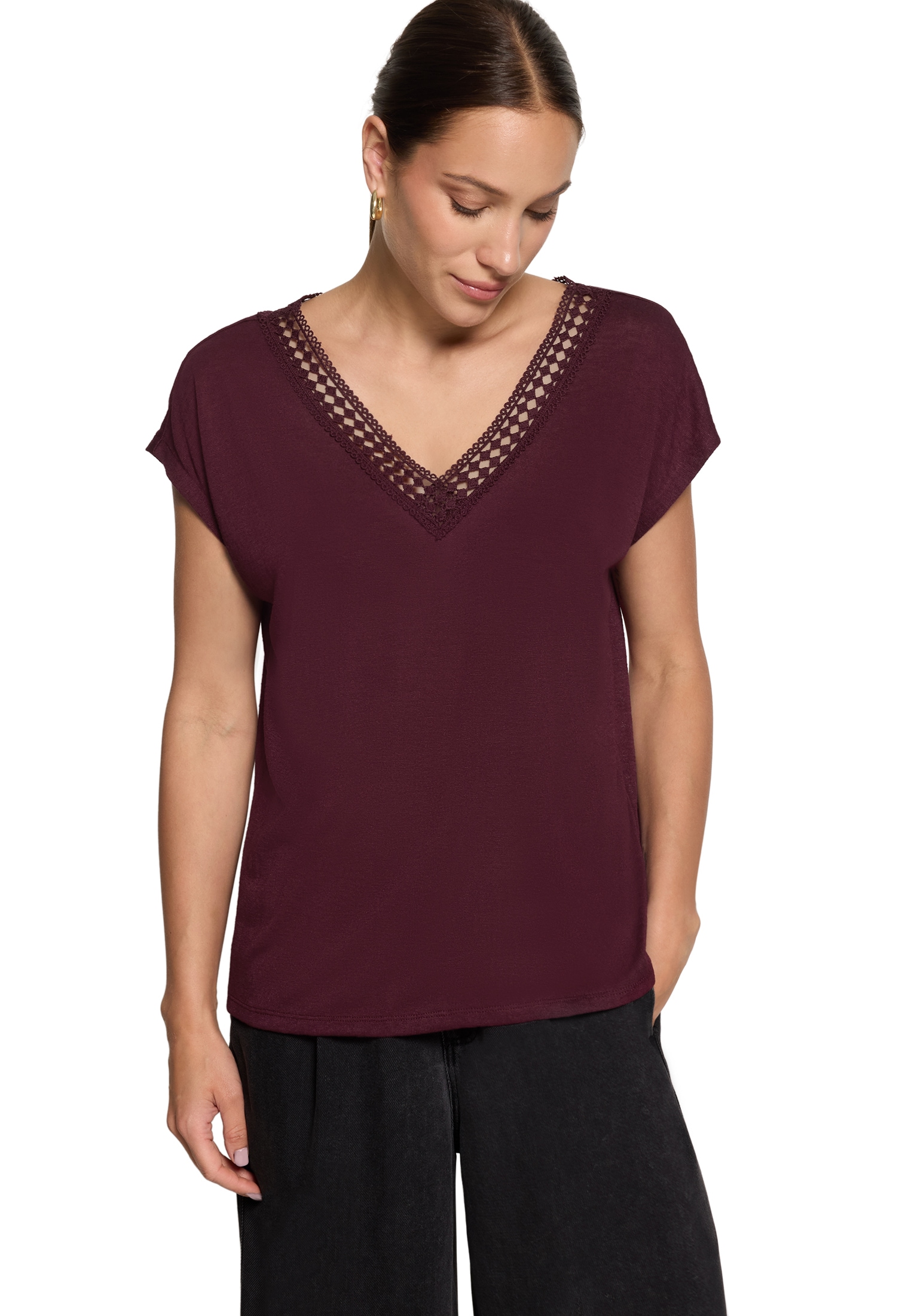 Zero T-Shirt »Damen mit V-Ausschnitt« 1 Spitze
