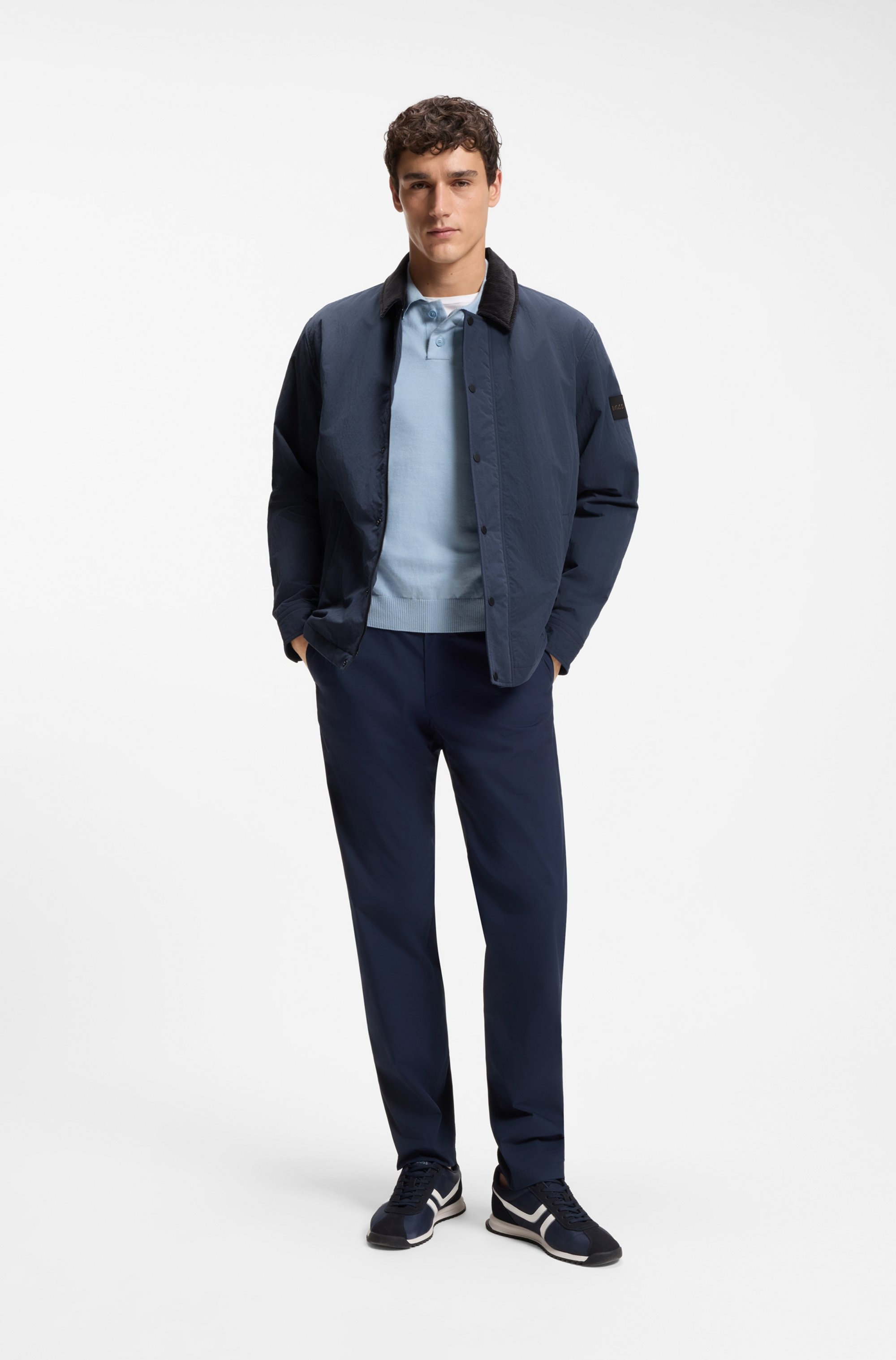 BOSS ORANGE Outdoorhemd »Leldon-zip« Oversize Fit, kontrastfarbiger Kragen, wattiert