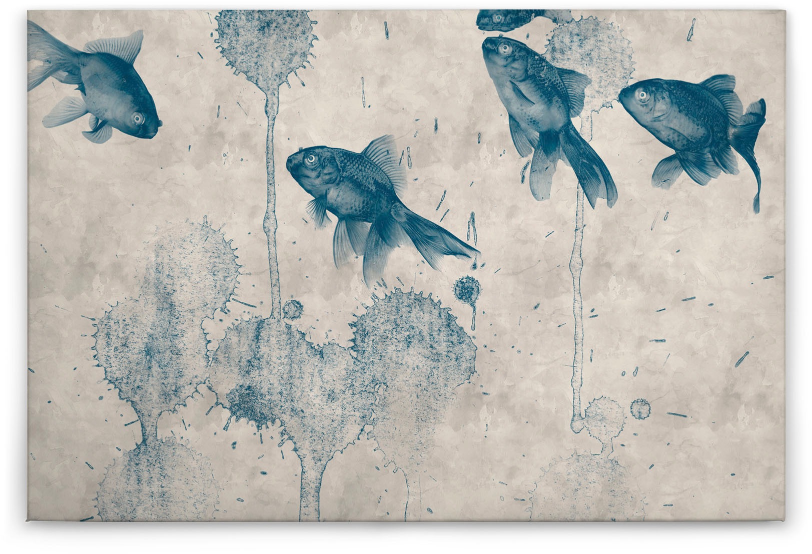 A.S. Création Leinwandbild »pond«, Kunst-Tiere-Kinder, (1 St.), Keilrahmen Bild Fische Asiatisch Koi Leinwand-Bild Wohnzimmer modern