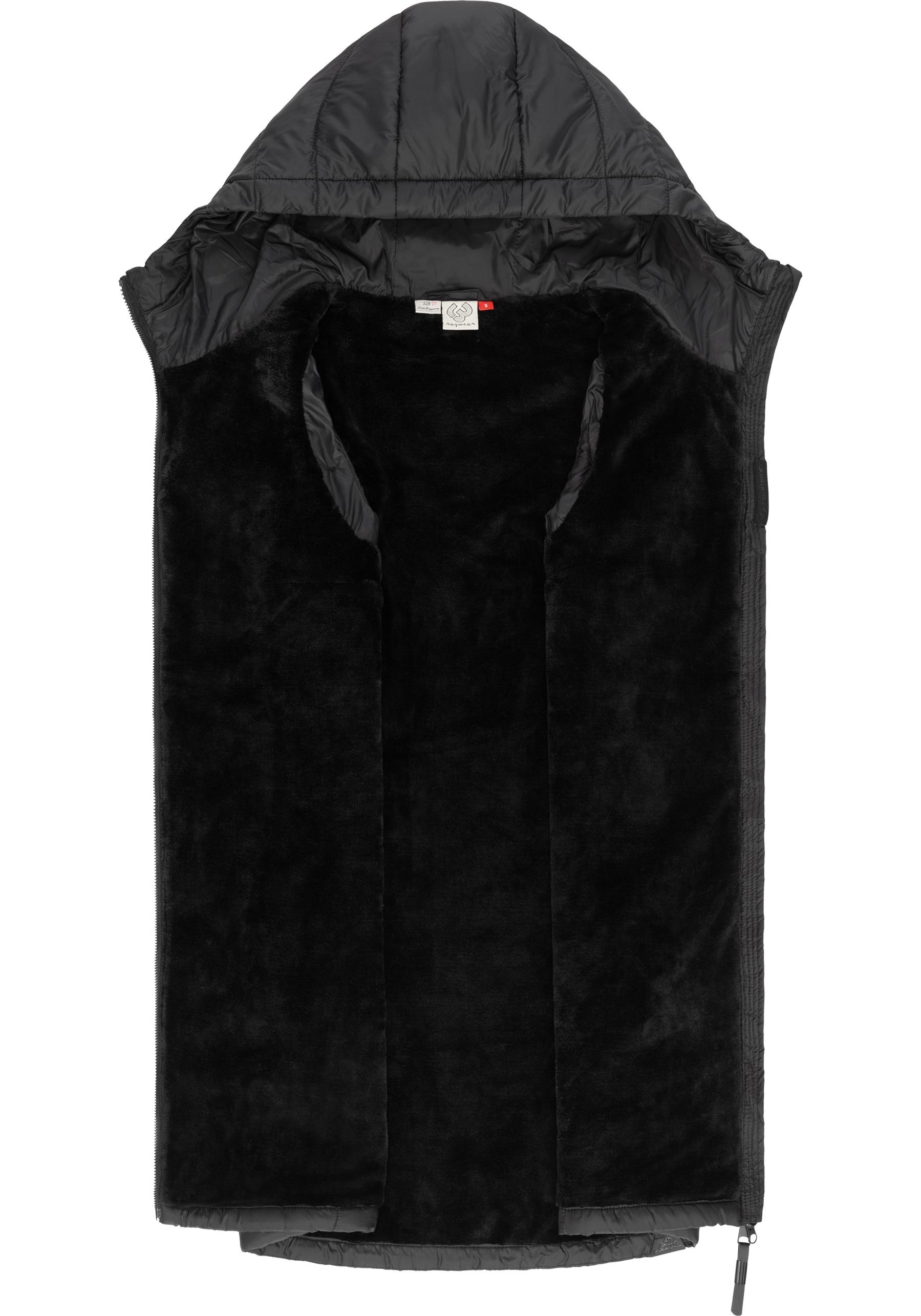 Ragwear Steppweste »Lucinda Vest Long«, Gefütterte gesteppte Langweste mit Kapuze