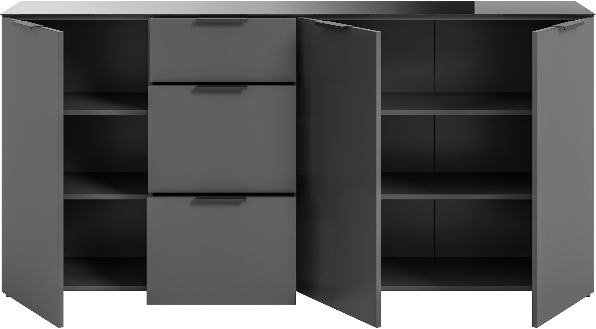 INOSIGN Sideboard »Raio, Breite 179 cm, 3 Türen, 3 Schubkästen, Oberboden mit Glasplatte«, Anrichte, Kommode, Schrank