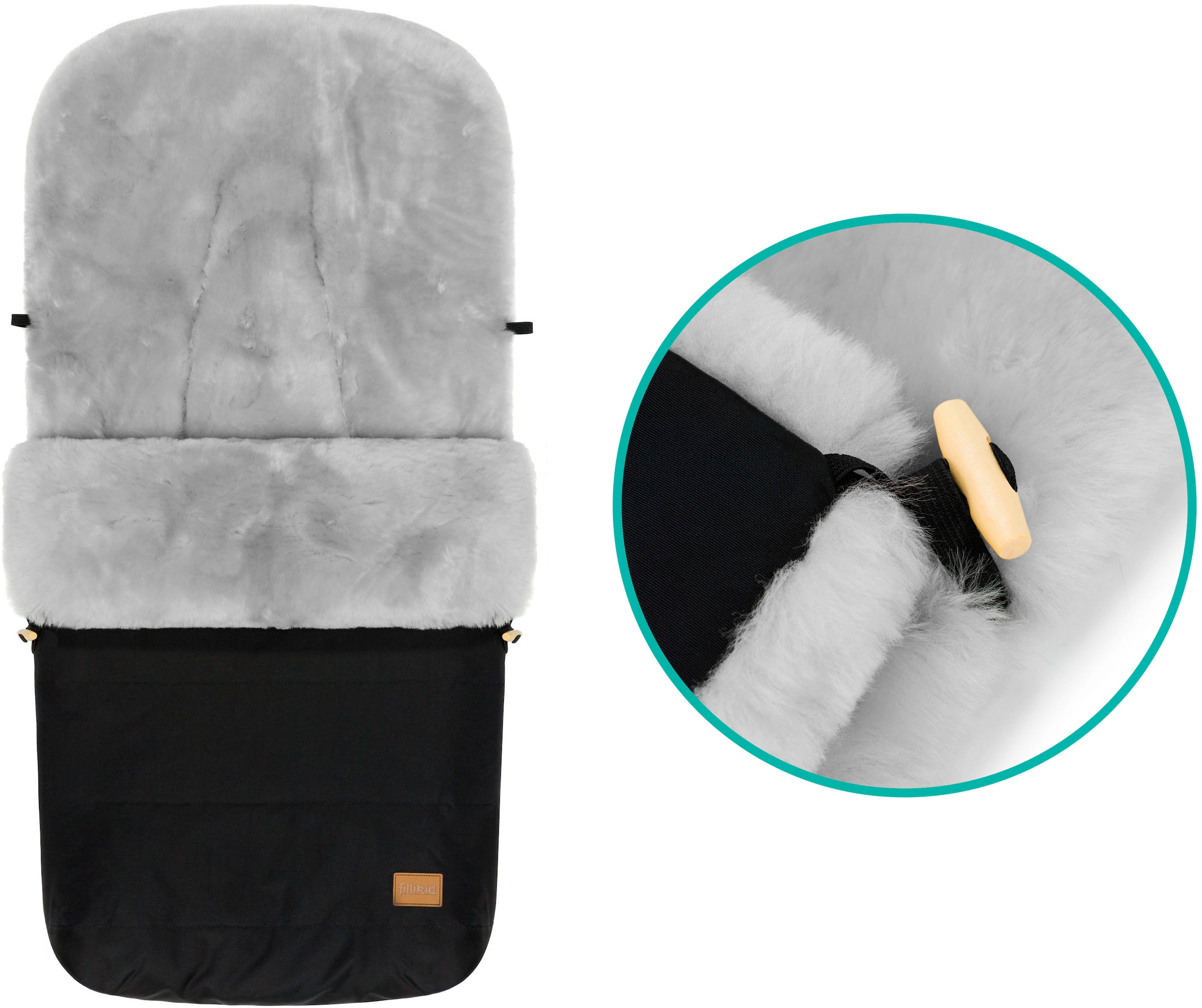 Fillikid Fußsack »Bernina Alpina schwarz, Lammfell grau,  Winterfußsack«