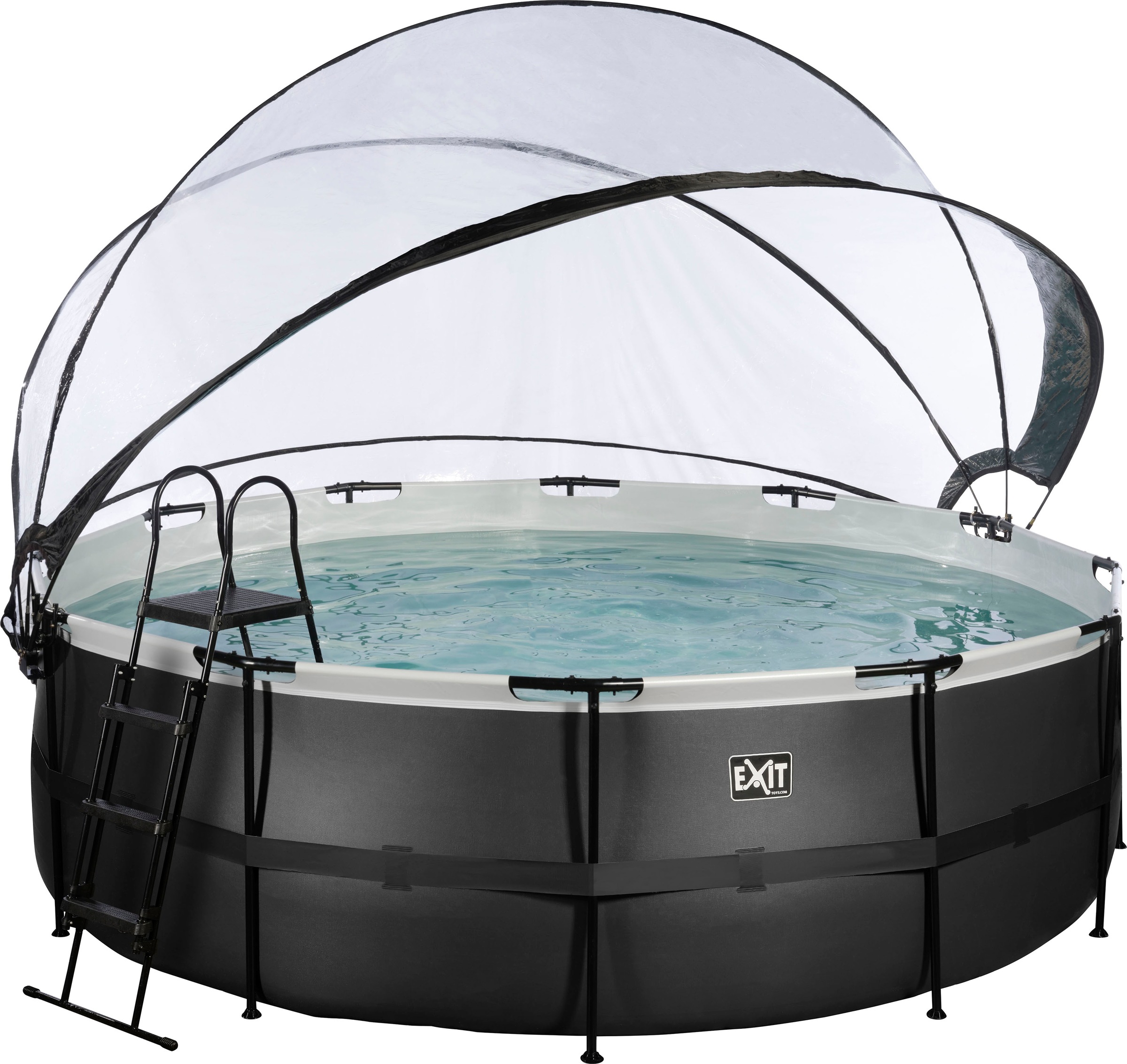 Exit Schwarz Framepool "Inkl. Multifunktionaler Poolabdeckung & Wärmepumpe", H:122cm Ø:427cm, Schwimmbecken, Øxh: 427X122 Cm, Mit Sandfilteranlage... - Image 4