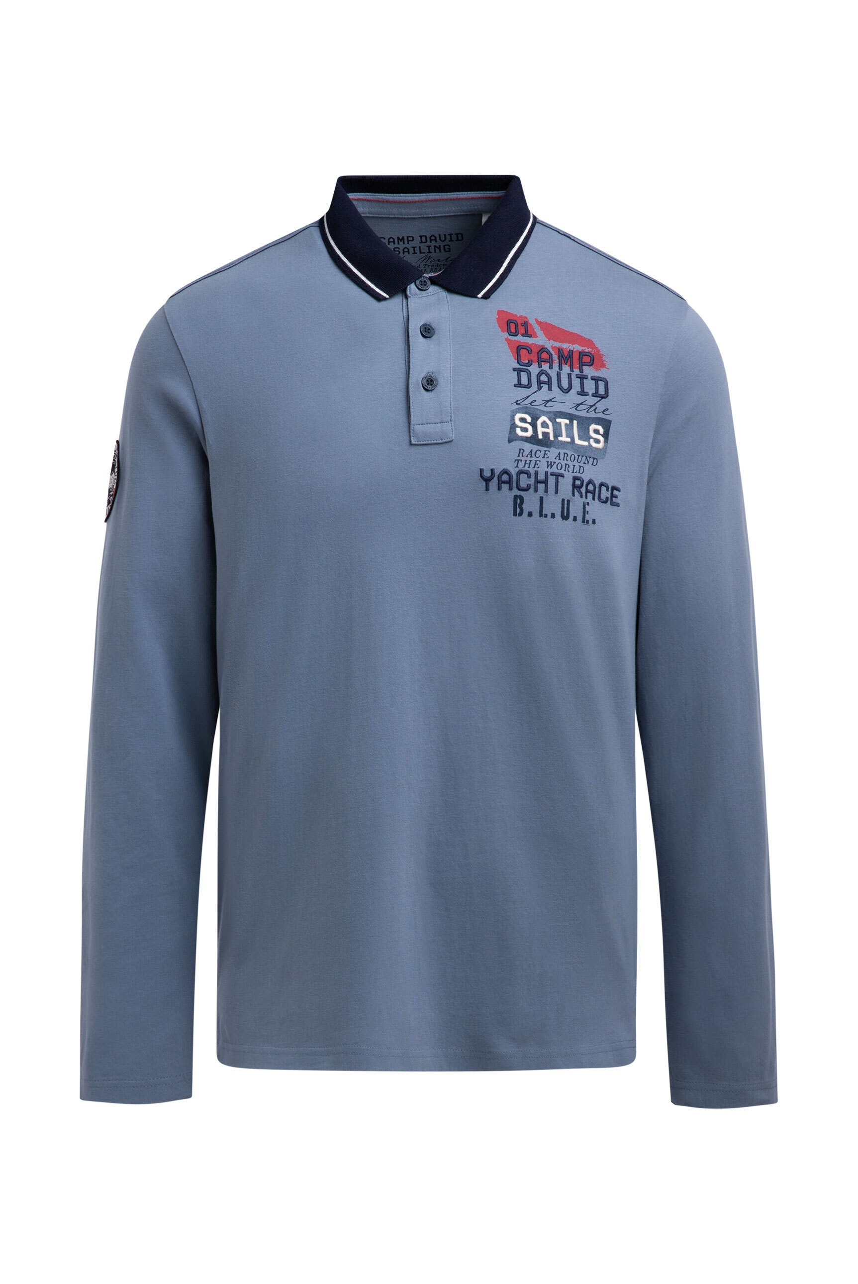 CAMP DAVID Langarm-Poloshirt aus Baumwolle