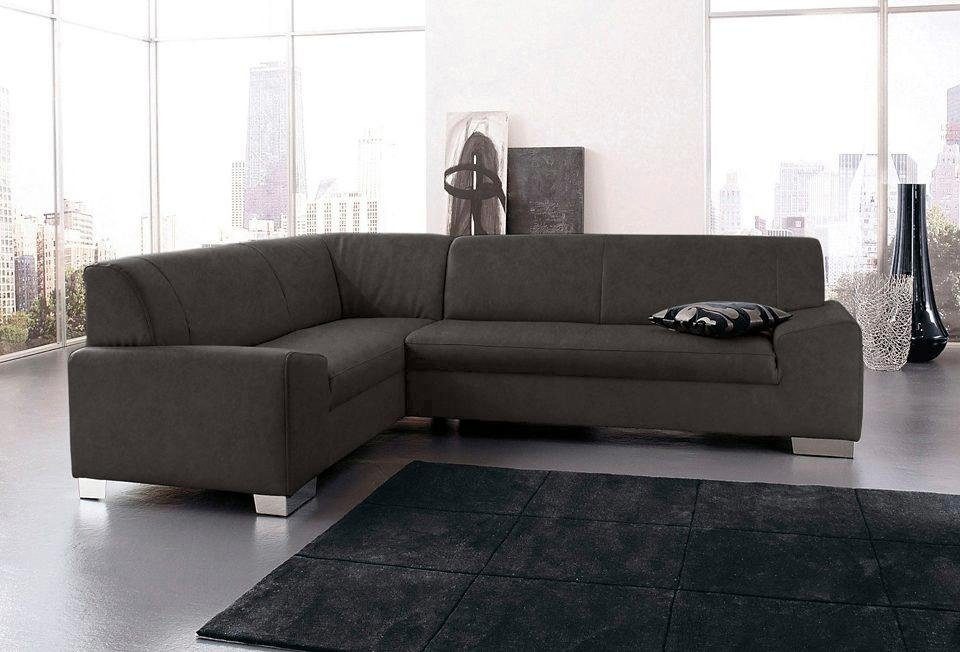 DOMO collection Ecksofa "Alisson, zeitlose Optik, flache Armlehnen, L-Form" fester Sitzkomfort, wahlweise mit Bettfunktion