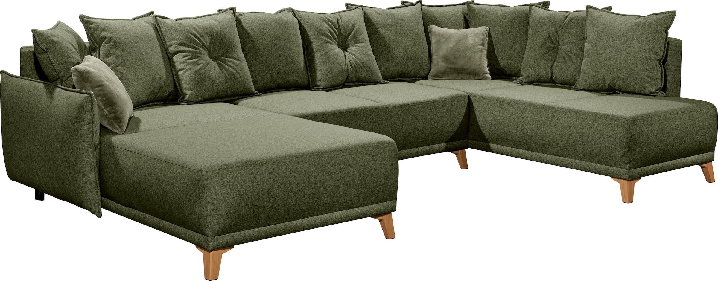 ED EXCITING DESIGN Wohnlandschaft »Pamplona U-Form«, mit Bettfunktion, Bettkasten & Zierkissen