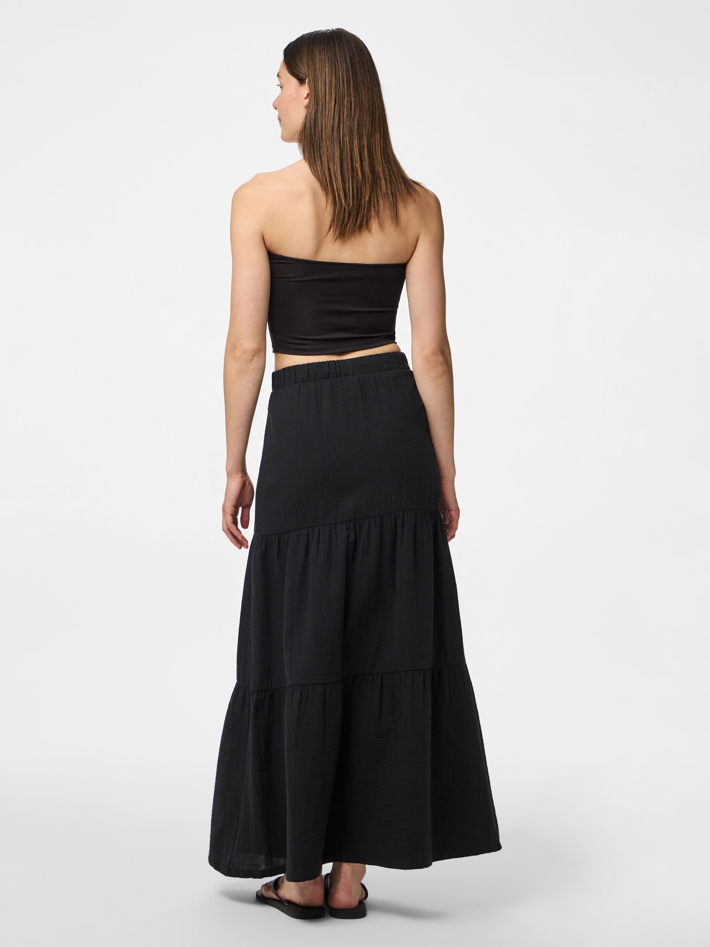 pieces Maxirock »PCSIKKA HW MAXI SKIRT WVN NOOS« mit Stufen