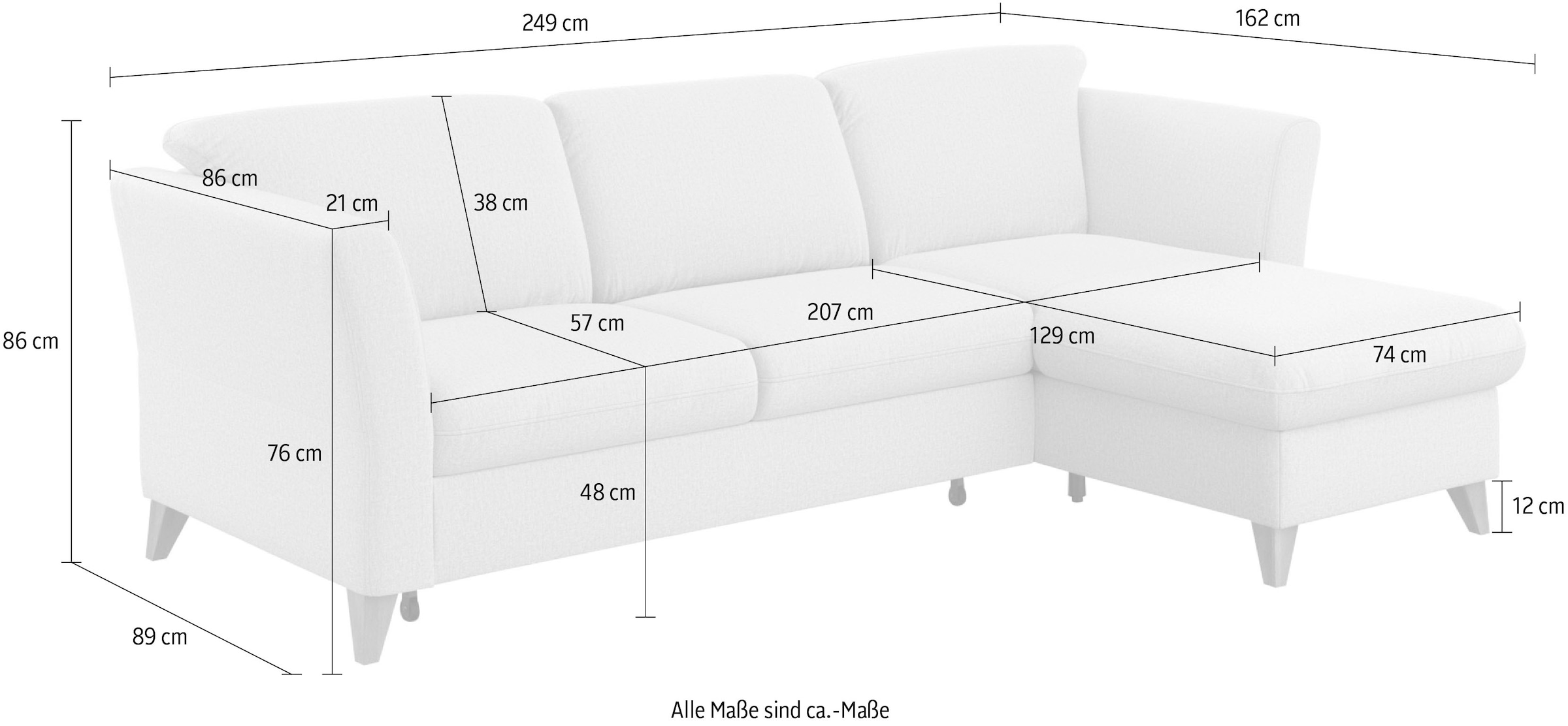Home affaire Ecksofa »Trelleborg L-Form«, Federkern-Polsterung, wahlweise mit Bettfunktion und Bettkasten