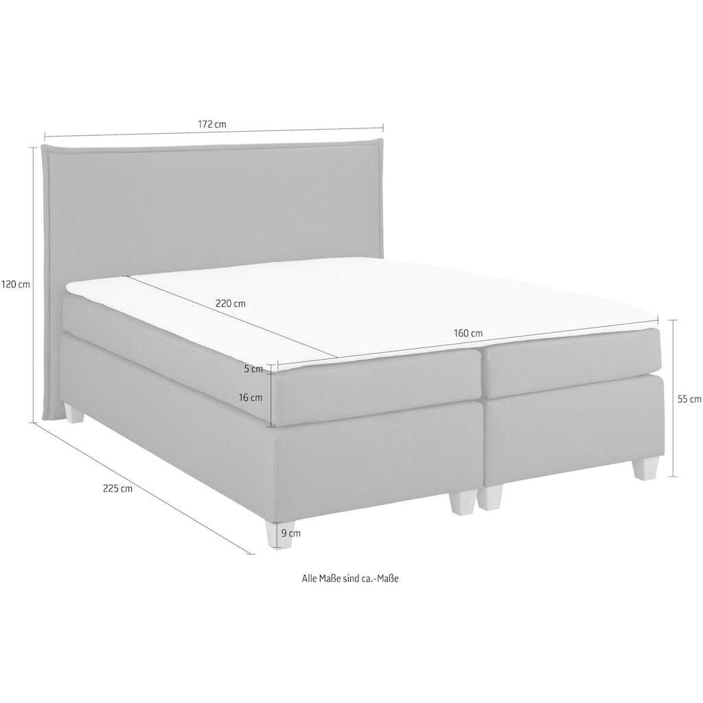 Home affaire Boxspringbett »Houssay«, inkl. Topper, 5 Breiten, 2 Härtegraden auch in Überlänge 220 cm